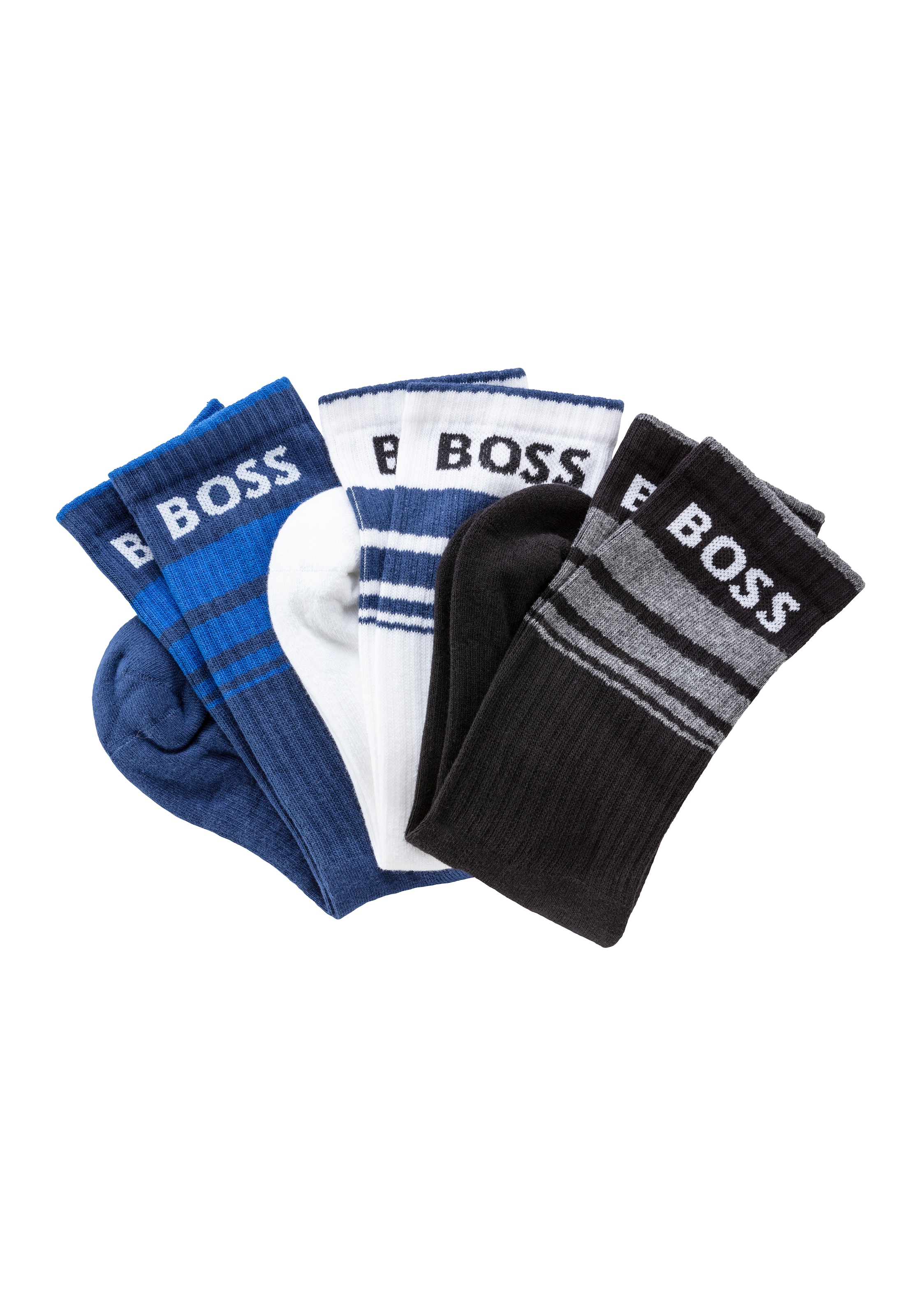 BOSS Freizeitsocken "3P QS Rib Stripe CC", (Packung, 3 Paar), mit BOSS Logo günstig online kaufen