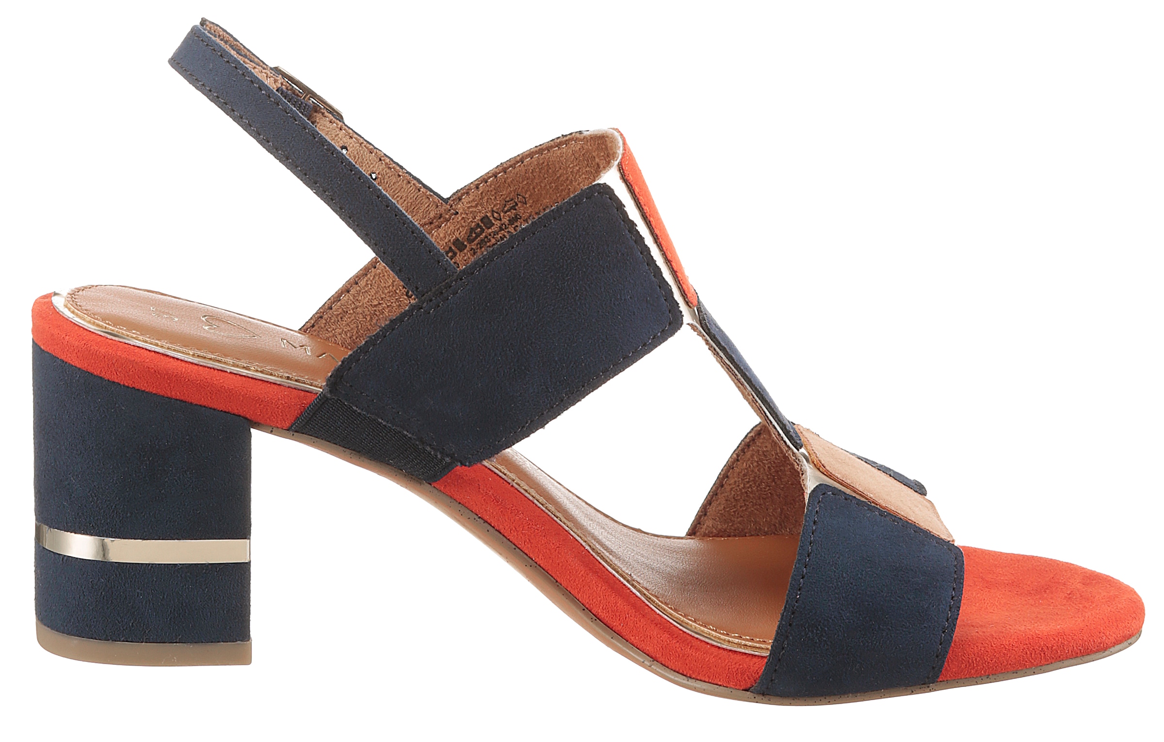MARCO TOZZI Sandalette, Blockabsatz, Sommerschuh, Sandale mit kontrastfarbenen Details
