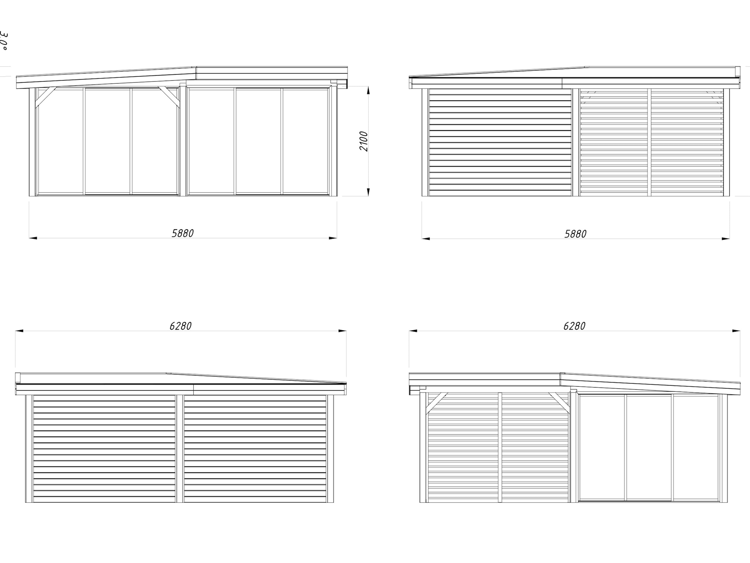 Palmako Gartenhaus »Lenna 24,9 m², Set 714 Slide Plus«