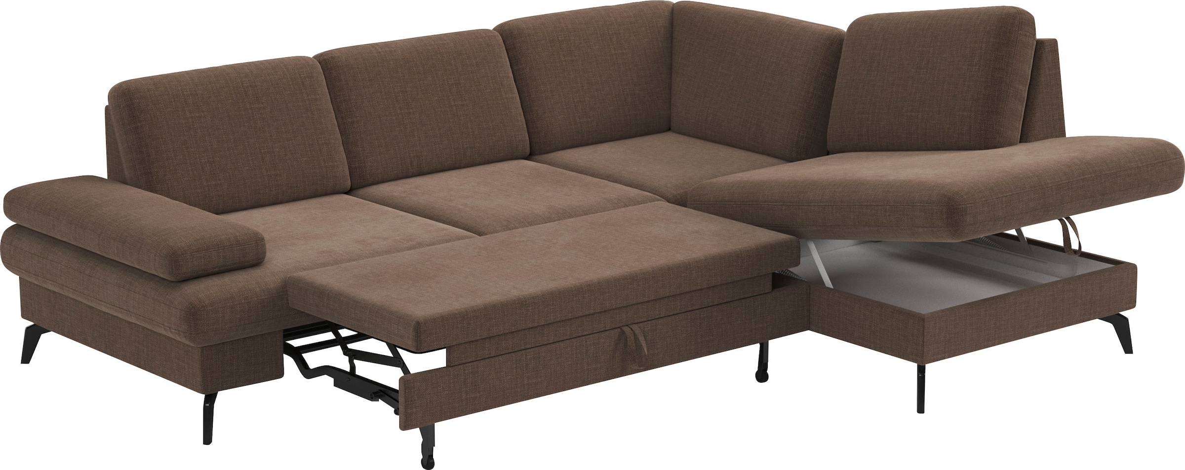 sit&more Ecksofa »Morris L-Form, inkl. Sitztiefenverstellung«, wahlweise mit Armteilverstellung, Bettfunktion & Bettkasten