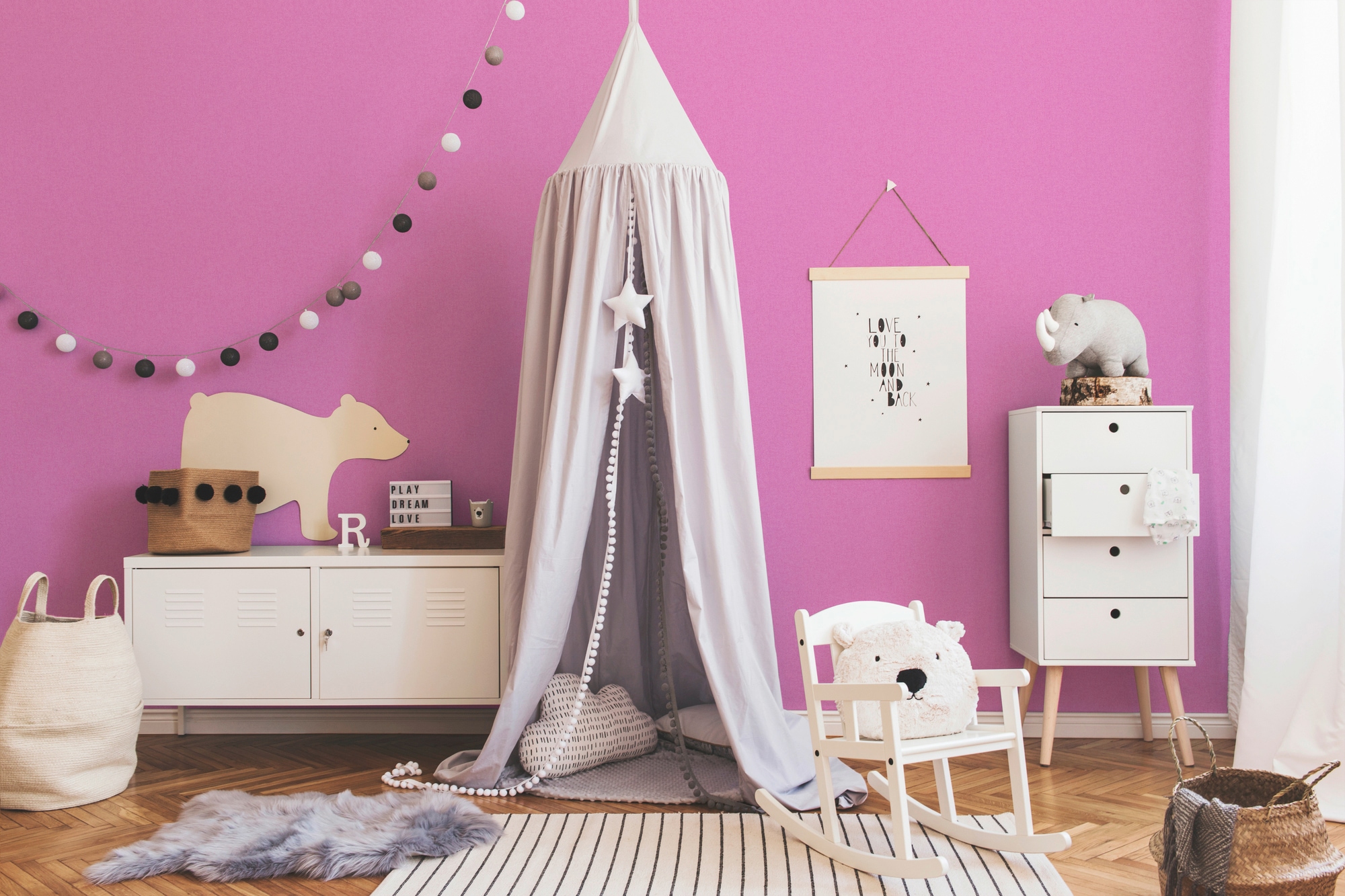 living walls Vliestapete »Little Stars«, uni-einfarbig-unifarben, Kinder Tapete einfarbig Tapeten Kinderzimmer Schlafzimmer Pink modern