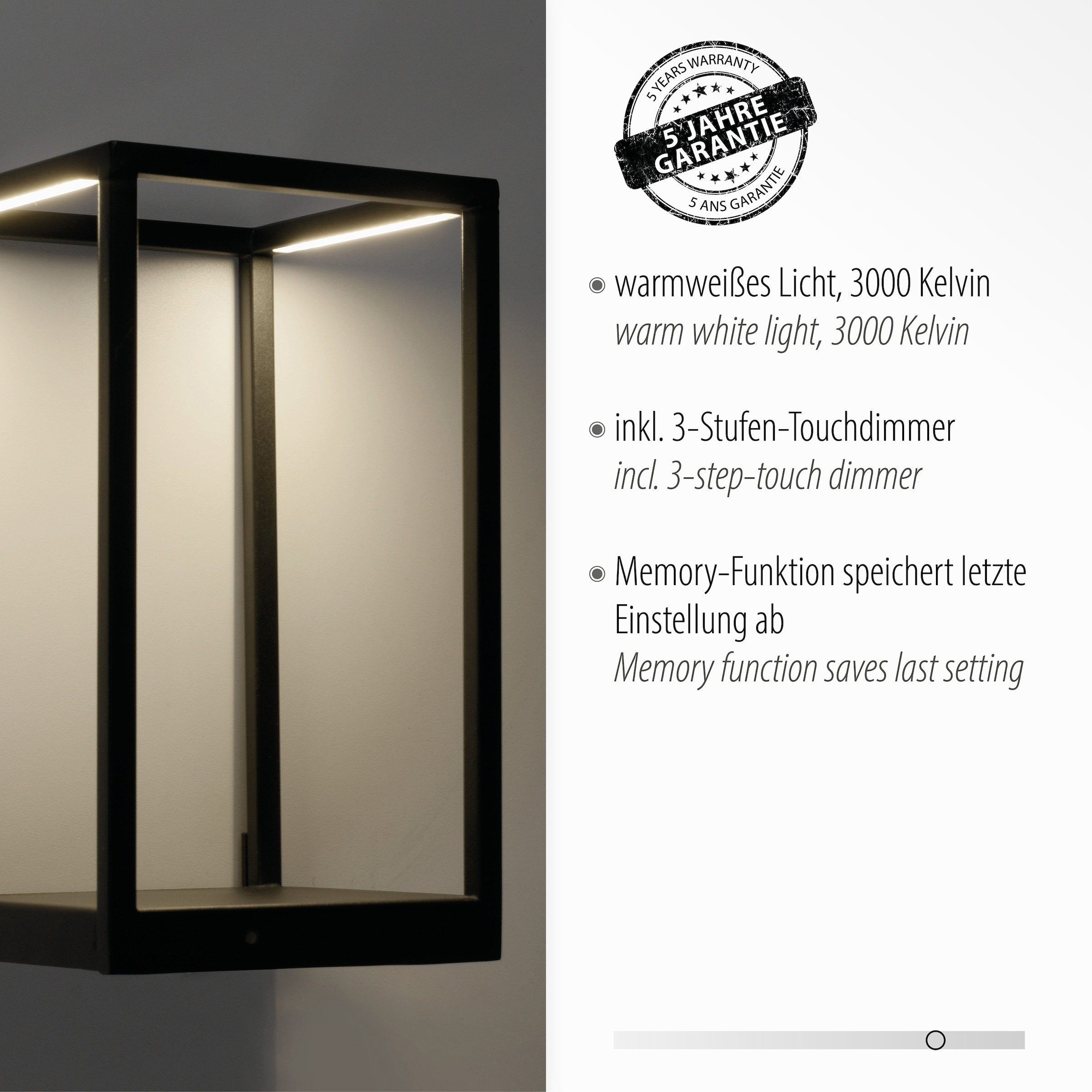 Places of Style LED 3-Stufen-Touchdimmer | Wandleuchte flammig-flammig, 3000 2 »Cashel«, Wandlampe, K, inkl. Regal BAUR