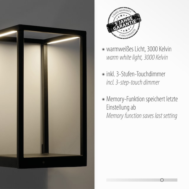 Places of Style Wandleuchte »Cashel«, 2 flammig-flammig, LED Wandlampe, 3000  K, inkl. 3-Stufen-Touchdimmer Regal | BAUR
