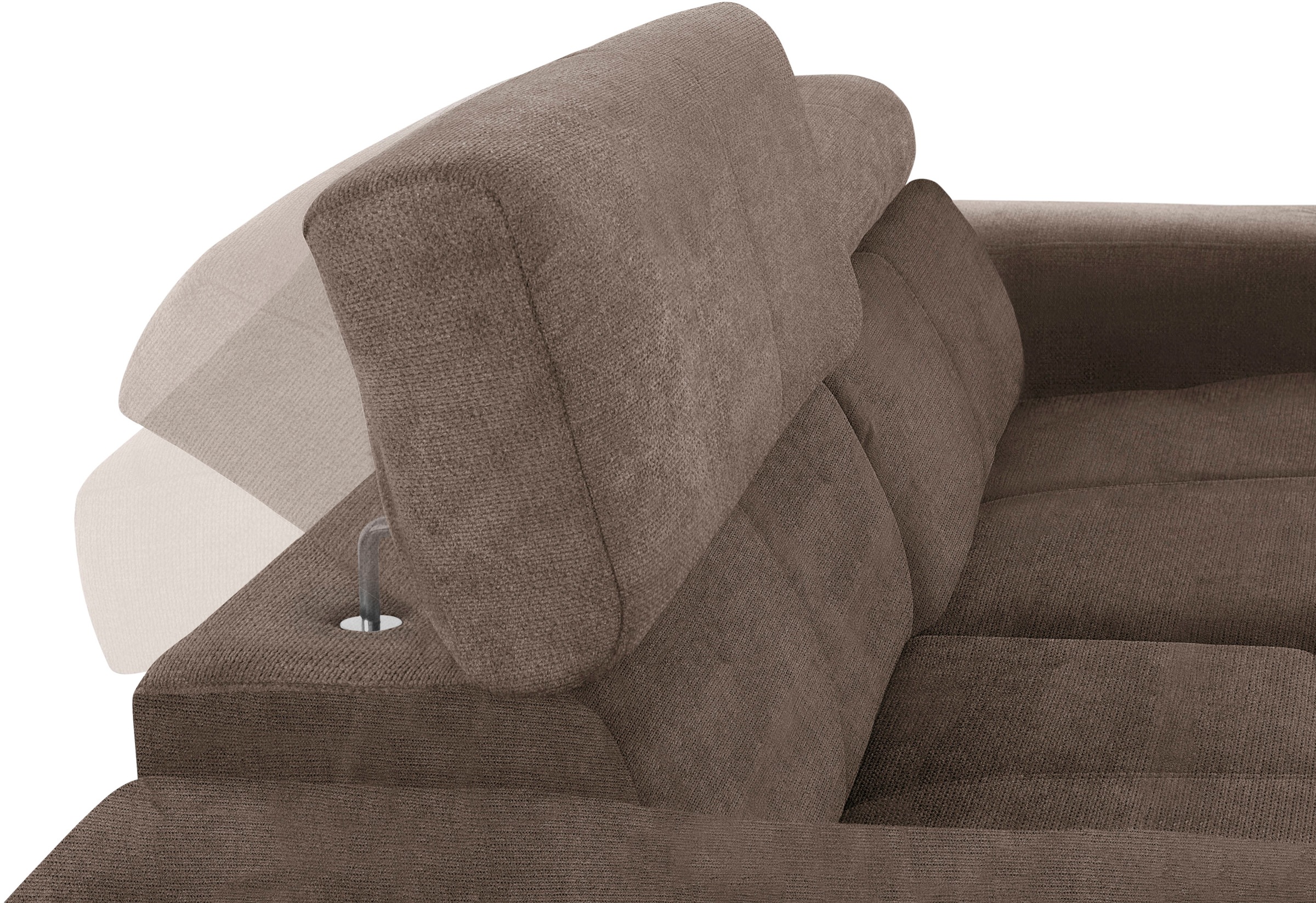 DOMO collection Ecksofa »Brandon Sitzbelastung 140 kg, kleine Ausführung B/T/H: 214/100/80 cm«, Mit Kopfteilverstellung, auch in Leder und Cord, L-Form
