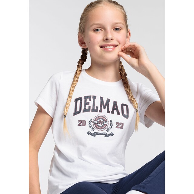 DELMAO T-Shirt »für Mädchen«, mit großem Delmao-Glitzer-Print online kaufen  | BAUR