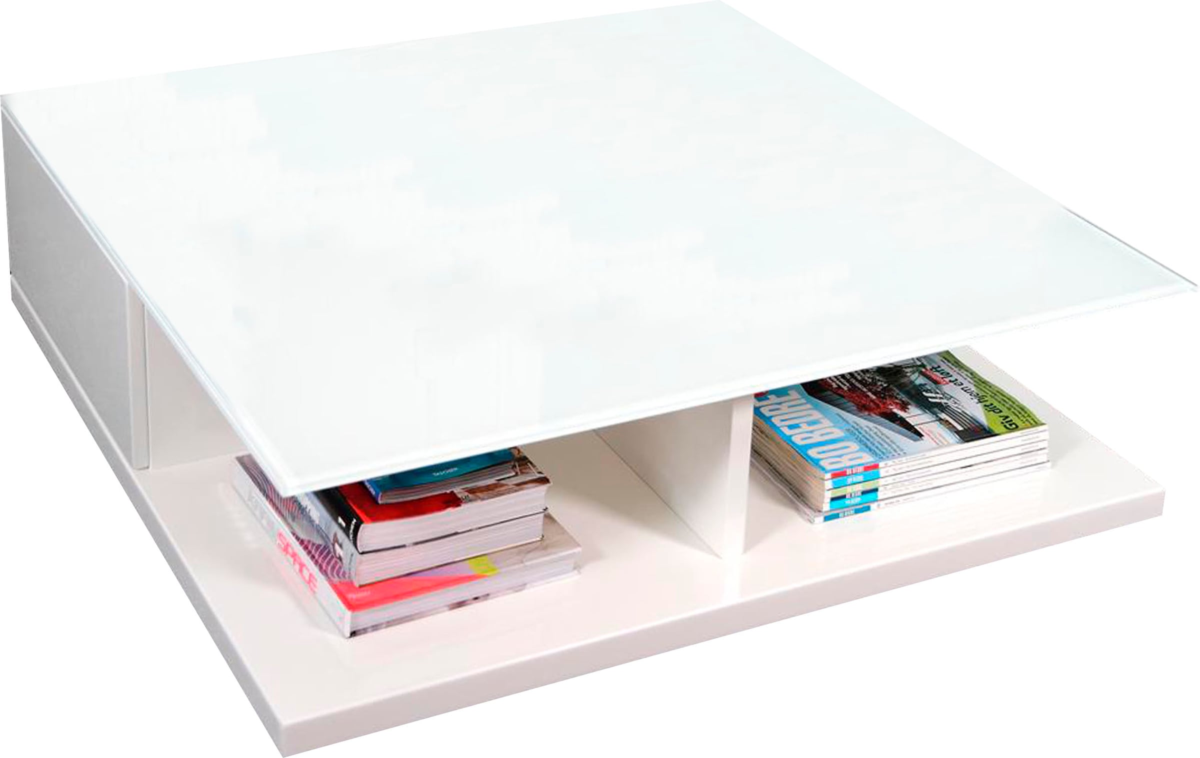 SalesFever Couchtisch "im minimalistischen Stil" Kristallklare Tischplatte aus gehärtetem Glas