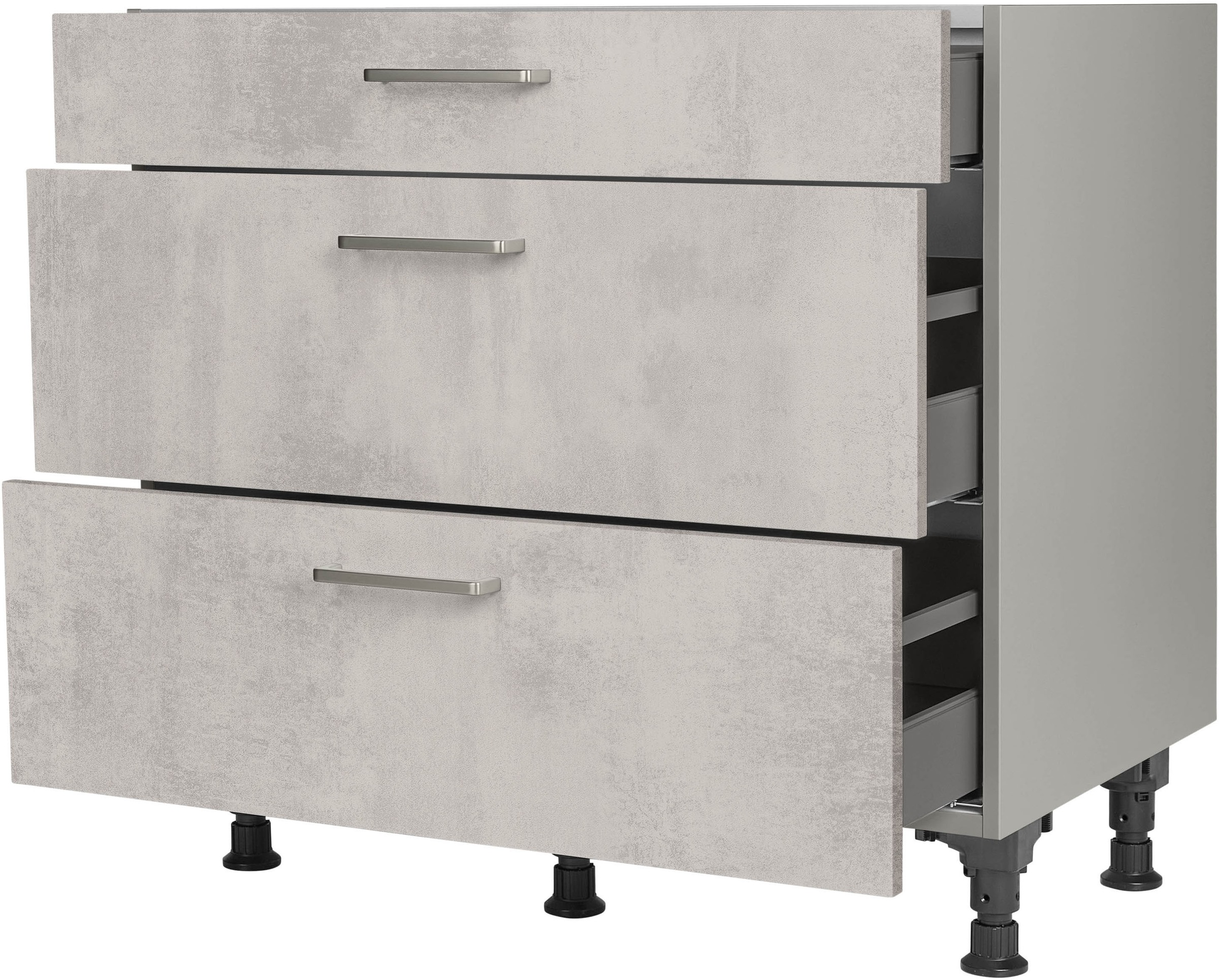 nobilia® Unterschrank »"Riva", vormontiert, mit höhenverstellbaren Sockelfüßen, in den«, Breiten 30, 45, 60 und 90 cm, mit Schubkasten und Auszügen