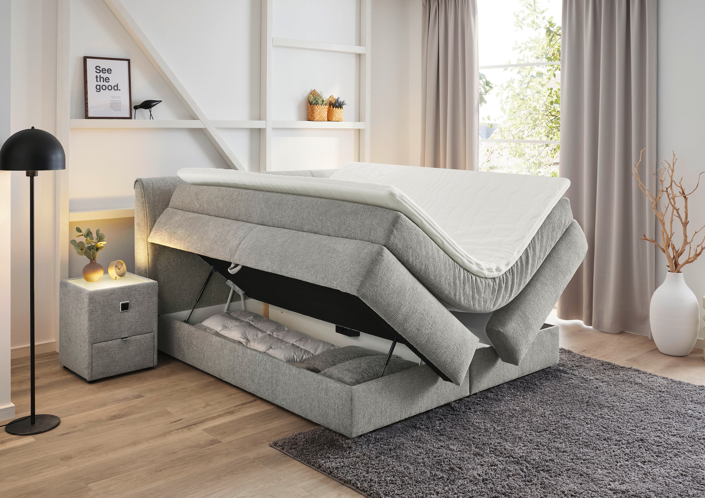 Jockenhöfer Gruppe Boxspringbett »"Carla", OTTOs Choice! Topseller, wahlweise mit oder ohne Bettkasten«, inkl. 4 Kissen, erhältlich in den Breiten 160 & 180cm