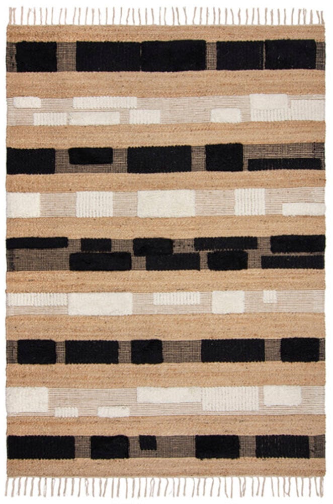 FLAIR RUGS Teppich »Medina Blocks, mit abstrakten Linien«, rechteckig, 22 mm Höhe, aus Jute/-und Wollmischung, mit Hoch-Tief-Struktur, gemustert