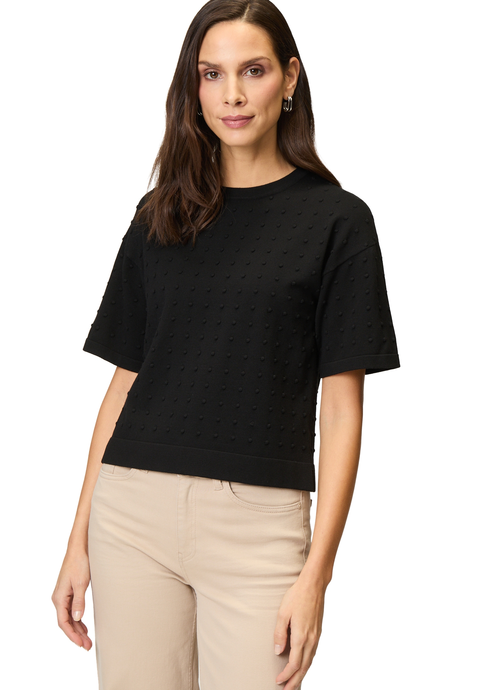 Zero Kurzarmshirt "zero Damen Pullover mit Punkt-Stickerei", (1 tlg.), weit günstig online kaufen