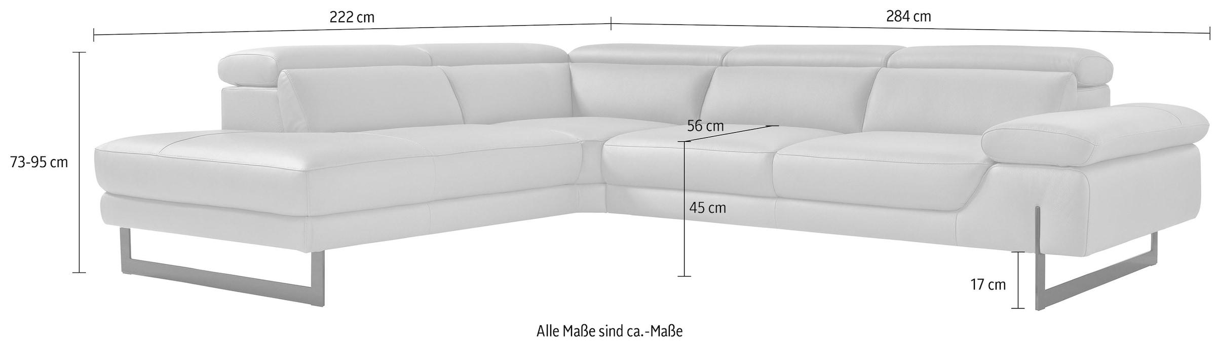 Egoitaliano Ecksofa »Queenie, extravagantes Sofa mit erstklassigem Sitzkomfort«, mit verstellbaren Arm- und Rücken- bzw. Kopfteilen