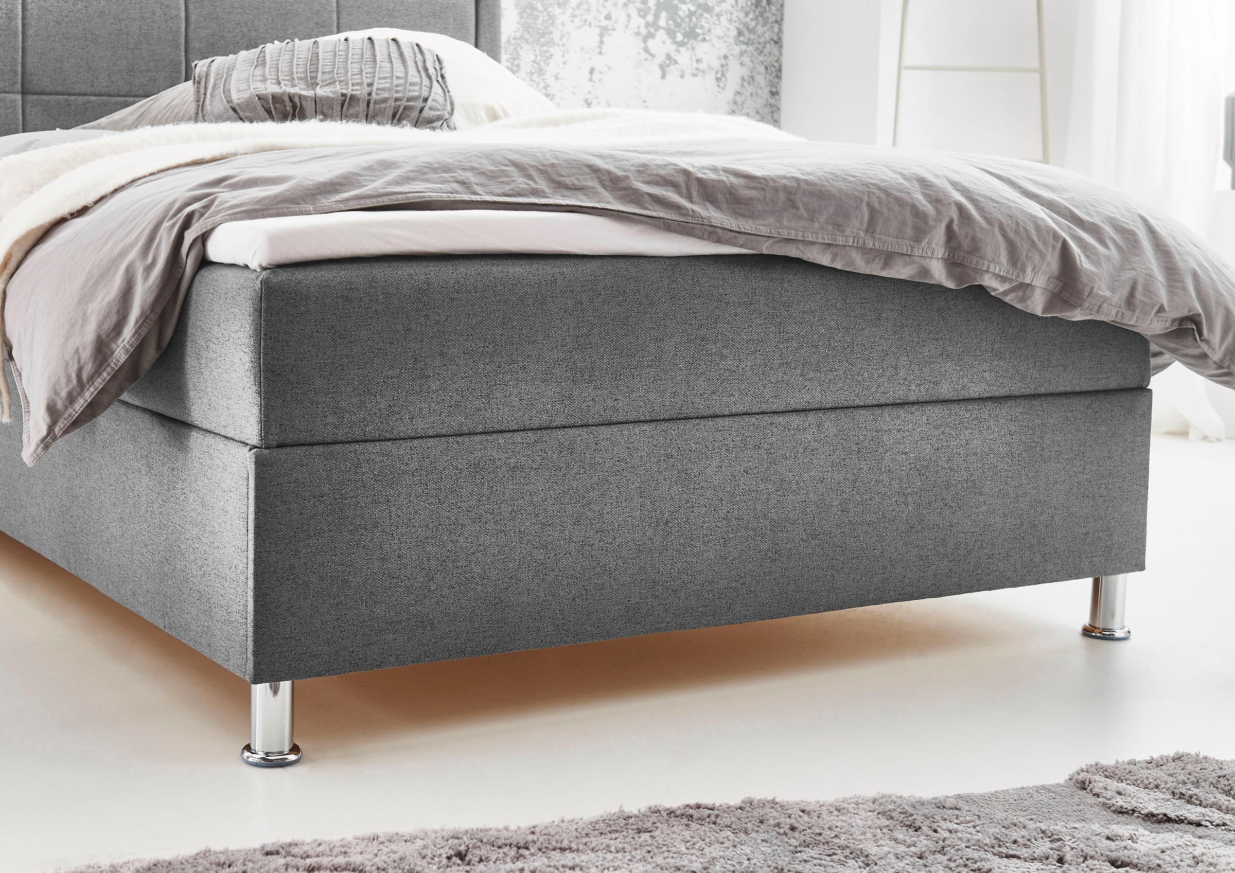 Home affaire »Fergus inkl. Bettkasten und Topper, Breite 120cm« mit Metallfuß in Chromoptik