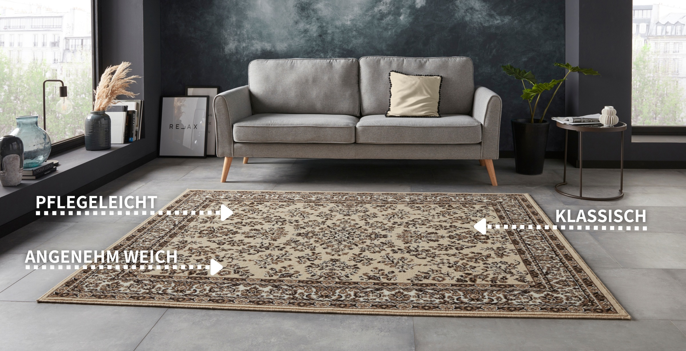 Thumbnail - HANSE Home Teppich "Halton" rechteckig 8 mm Höhe Kurzflor, Orient-Optik, mit Bordüre, Läufer, pflegeleicht, gekettelt