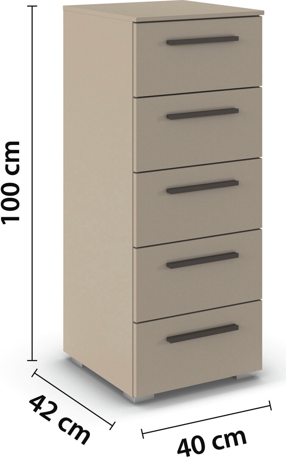 rauch Schubkastenkommode »Highboard Sideboard Kommode MONTCLAR Frontauswahl Dekor/Hochglanz/Glas« in 2 Breiten: 40 oder 80 cm / Höhe 100 cm, inkl. Soft-Close-Funktion,  mit 5 geräumigen Schubladen, viele Griffvarianten MADE IN GERMANY