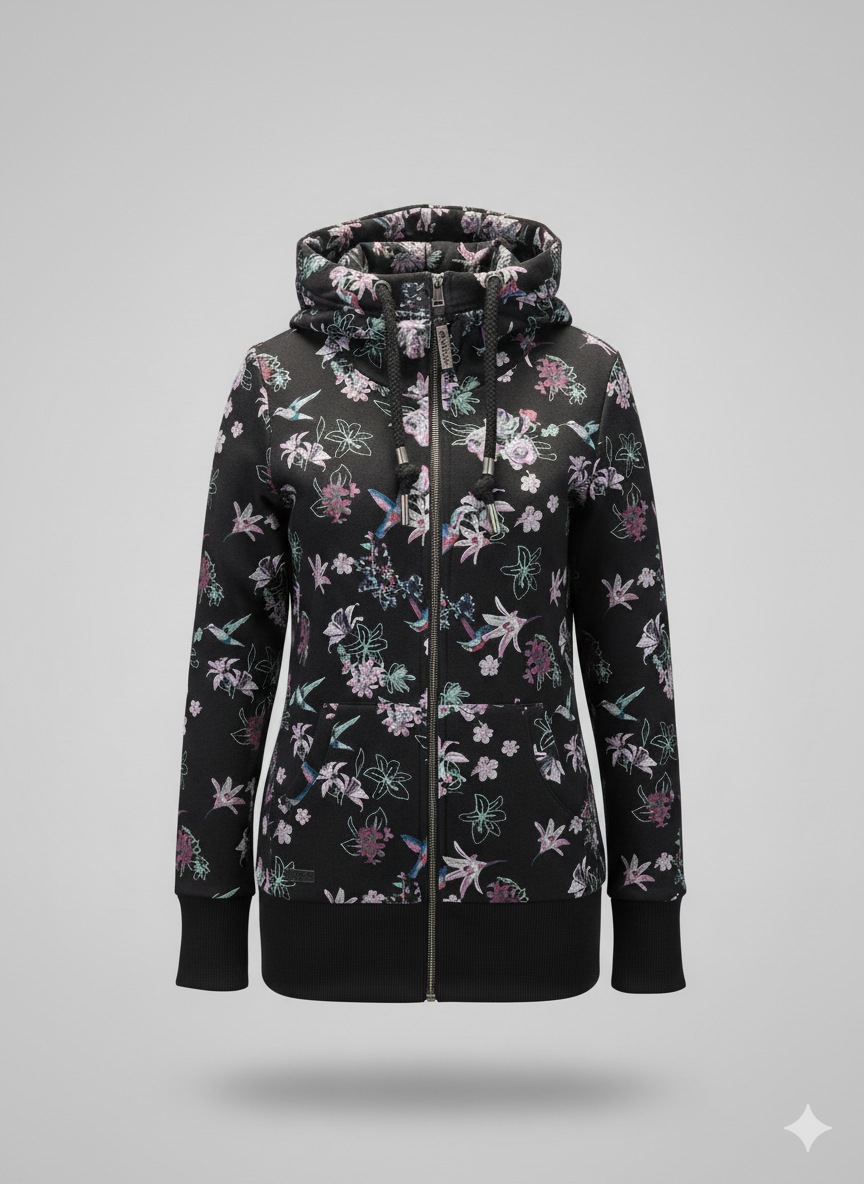 Thumbnail - Ragwear Sweatjacke "NESKA ZIP FLOWERS O" mit extra breiten Bündchen