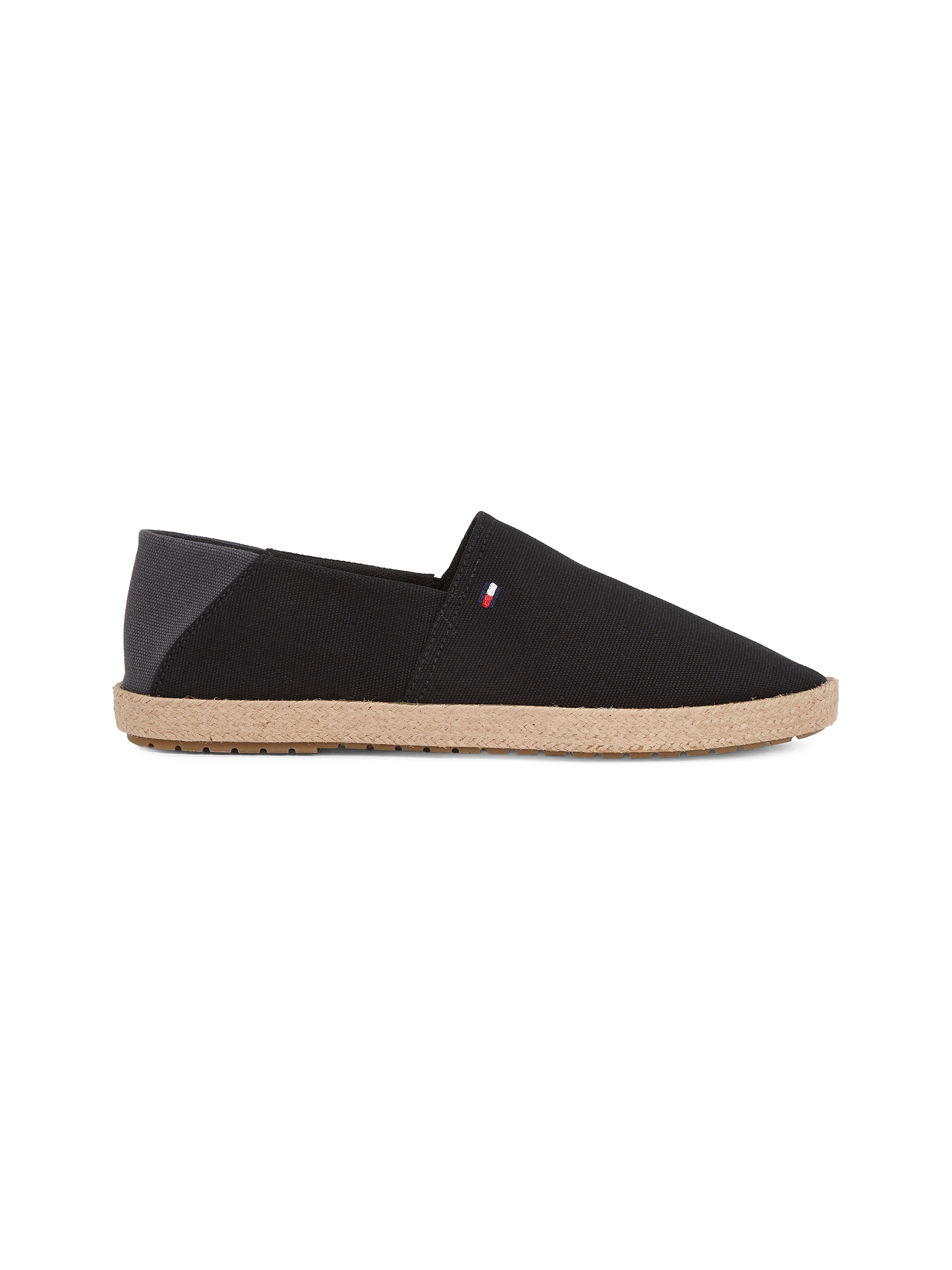 Tommy Hilfiger Slipper »HILFIGER ESPADRILLE CORE TEXTILE«, Schlupfschuh, Espadrilles, Sommerschuh, Kontrastbesatz an der Ferse