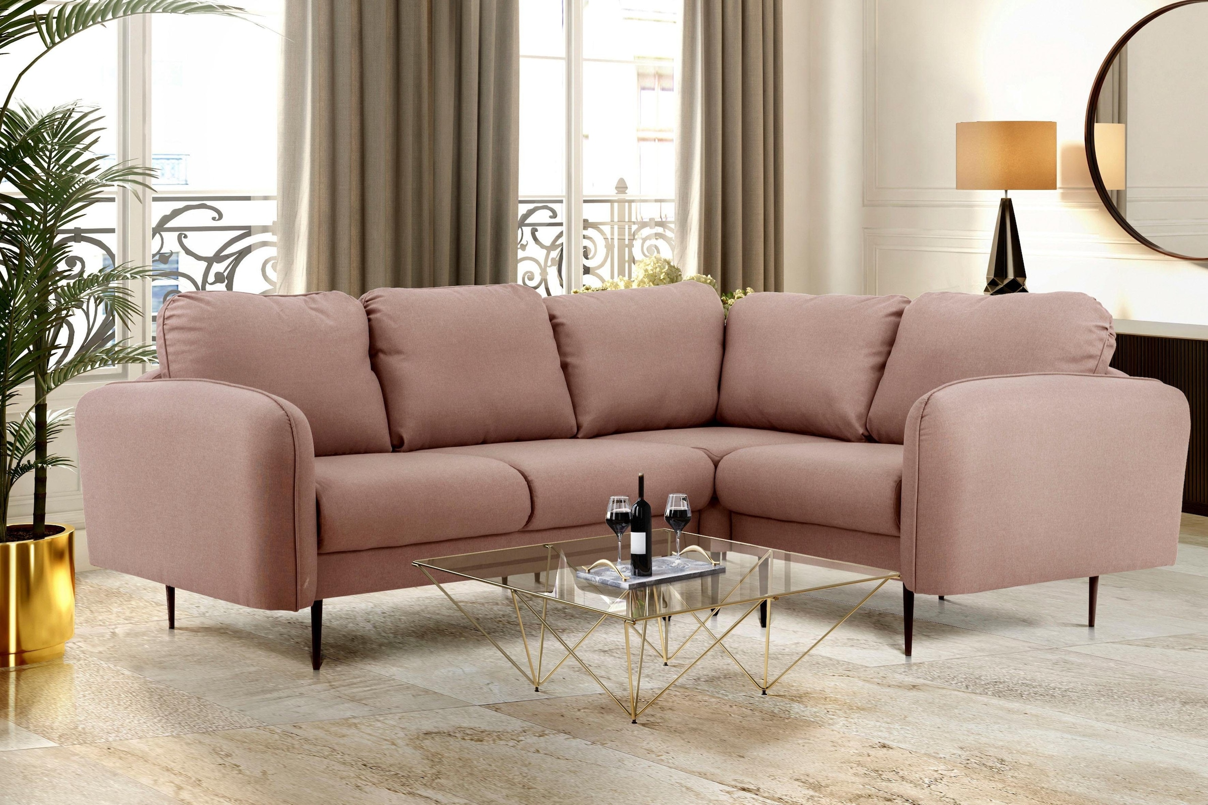 Home affaire Ecksofa "Skidi L-Form" mit losen Rückenkissen und Keder oben a günstig online kaufen