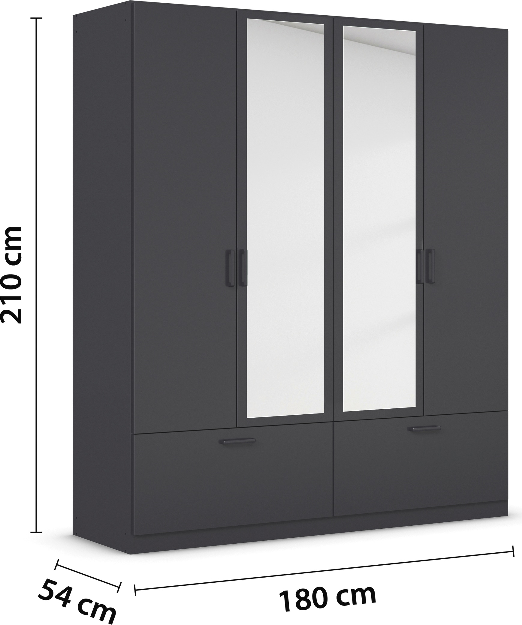 rauch Drehtürenschrank »Kleiderschrank Schrank Garderobe Wäscheschrank BARI mit Spiegel«, mit Schubkästen und modernem Griff in Graumetallic MADE IN GERMANY