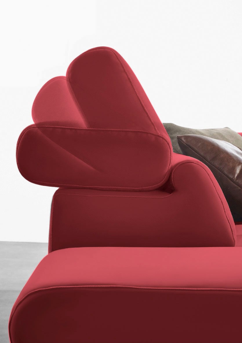 W.SCHILLIG Ecksofa »finn, Designsofa mit tollem Sitzkomfort, bequem, L-Form«, German Design Award 2016, Fußgestell Nussbaum natur, Breite 281 cm