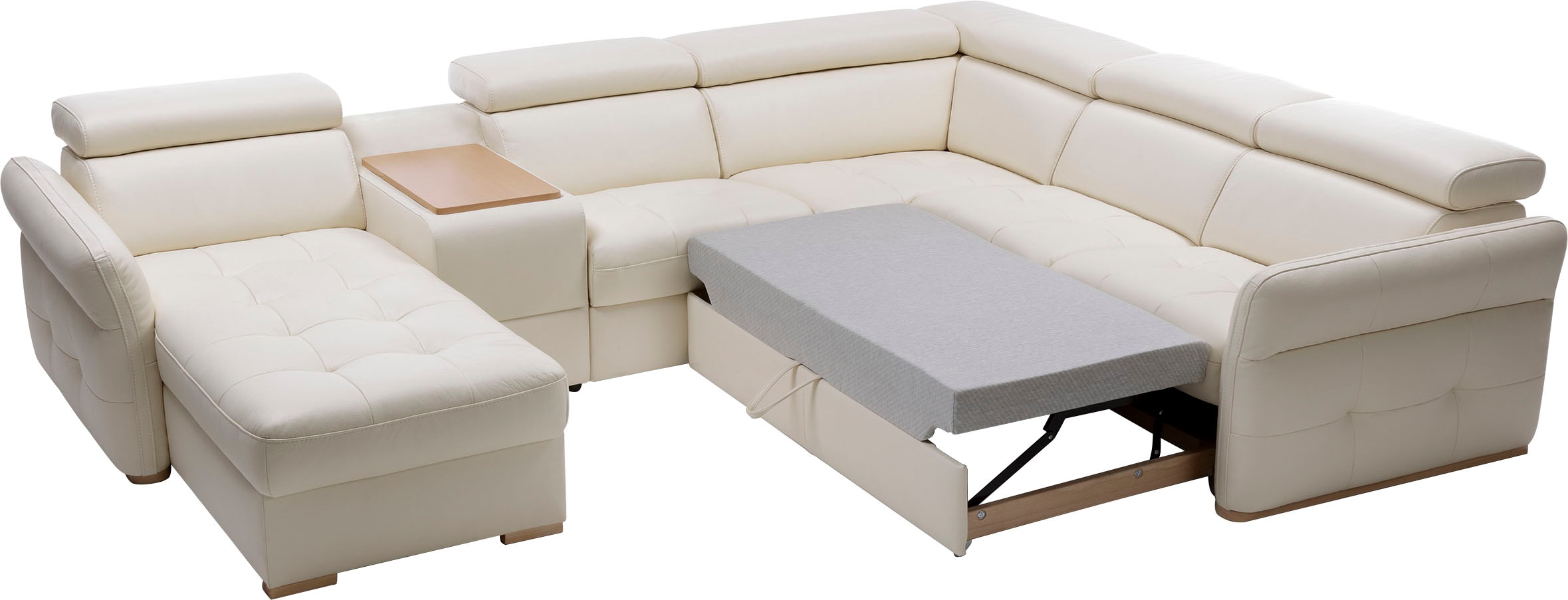 exxpo - sofa fashion Wohnlandschaft »Massimo, Familien Sofa mit viel Platz, Lederbezug, bequem, komfortabel«, U-Form, inkl. Bettfunktion, Bettkasten, elektr. Relaxfunktion