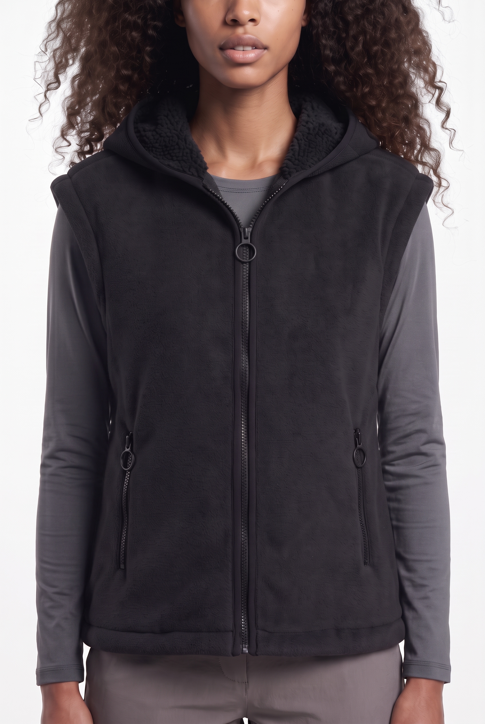 CMP Fleeceweste »WOMAN VEST FIX HOOD« Oversize-Schnitt, weiches Teddyfleece innen, Reißverschlusstaschen