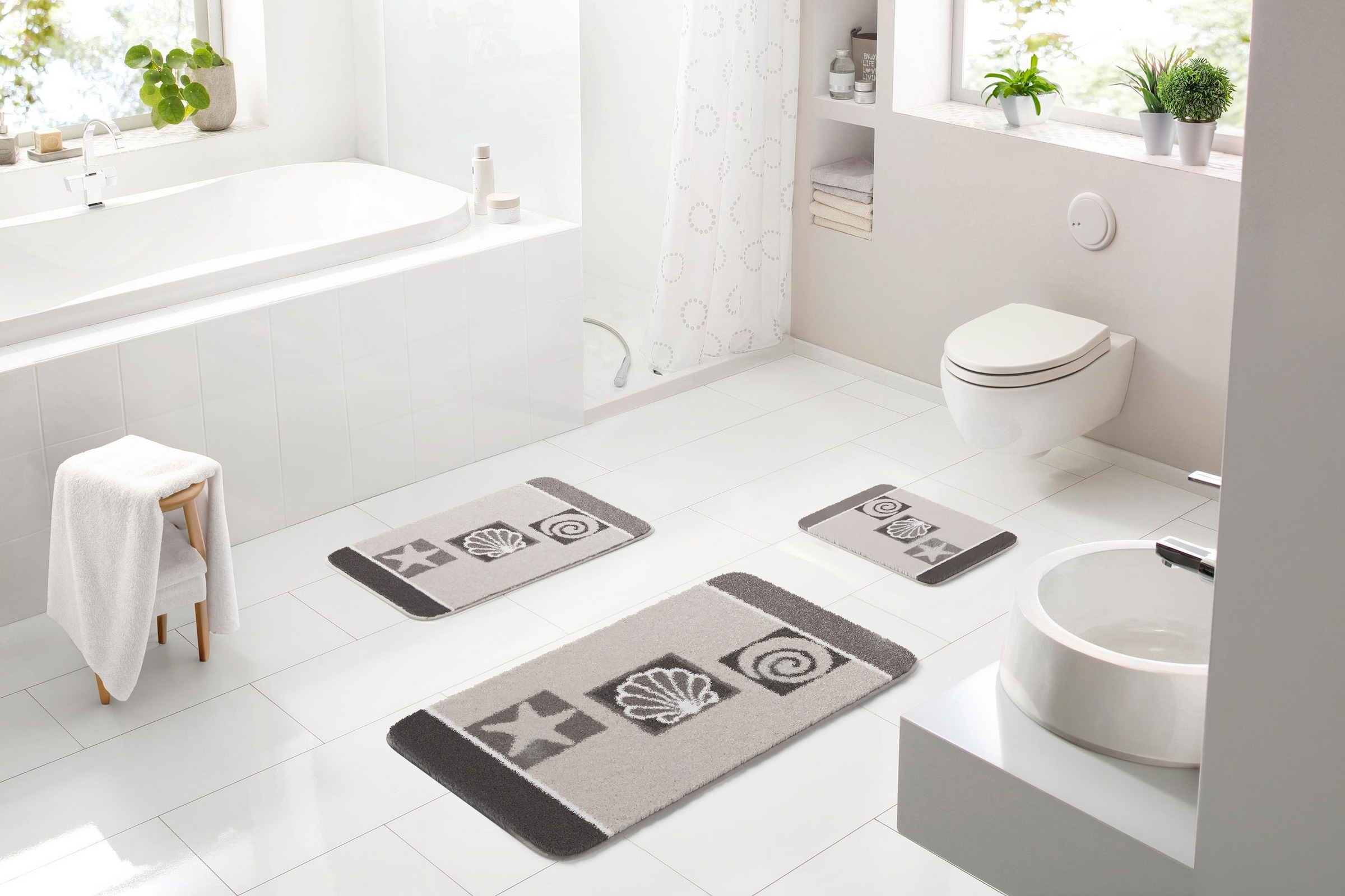 Linea Due Badematte "Aquatica" Höhe 18 mm rutschhemmend beschichtet fußbodenheizungsgeeignet