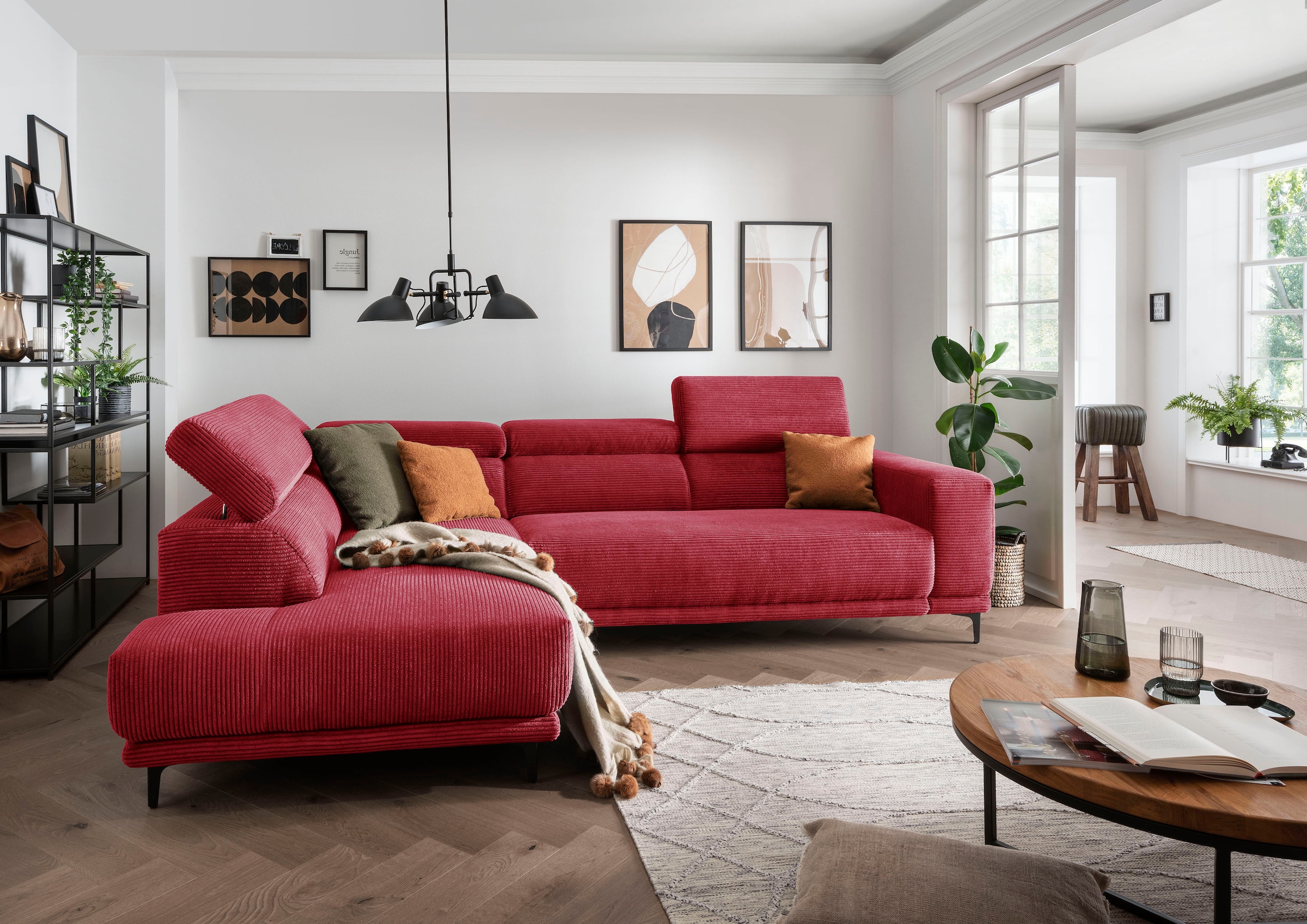 alina Ecksofa »Hikari«, wahlweise mit Sitzvorzug, in modernem Cordstoff, Breite 302 cm