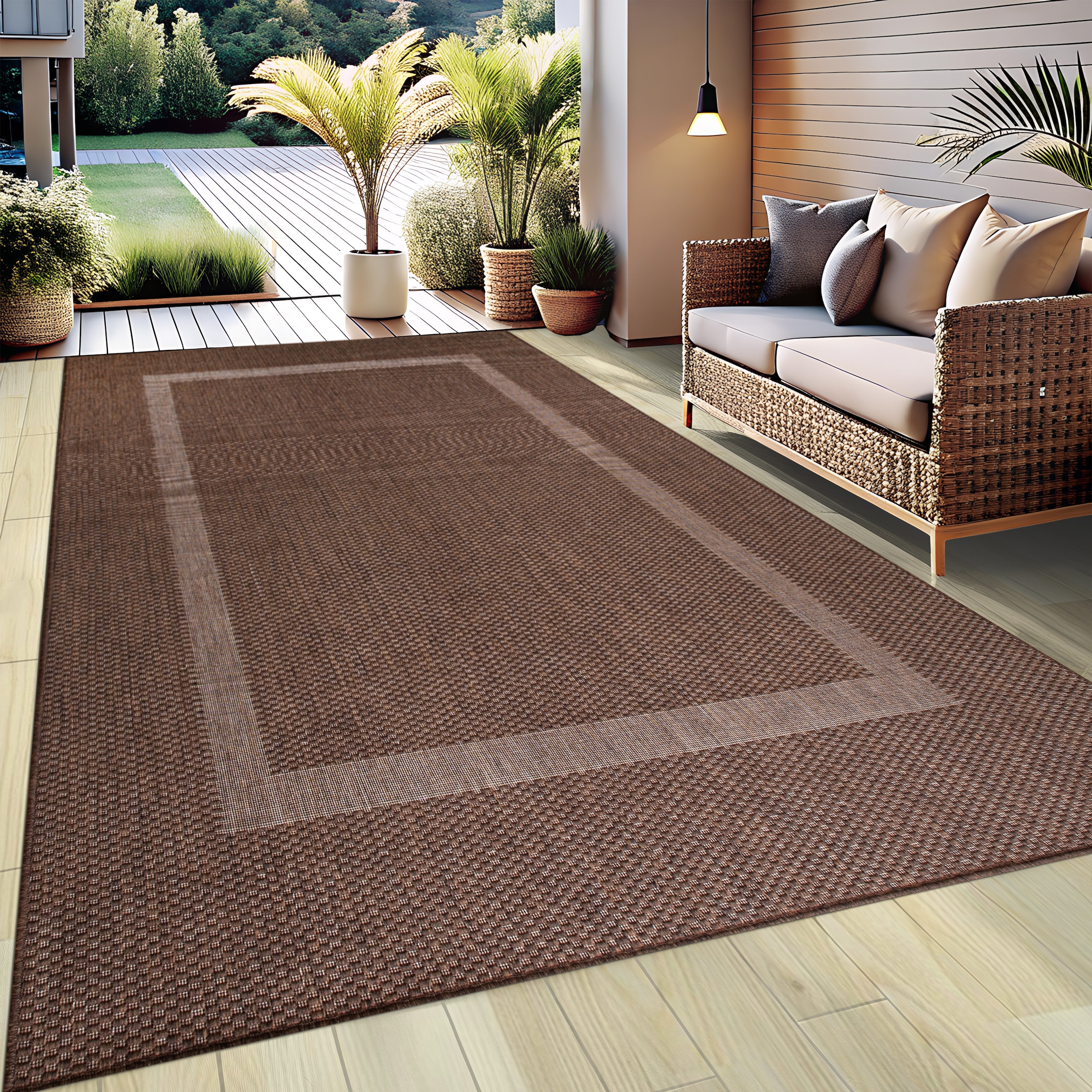 OTTO home Teppich "Venedig Bordüre auch als Läufer erhältlich" rechteckig 3 mm Höhe In- und Outdoor geeignet, Sisal-Optik, Wetterfest & UV-beständig