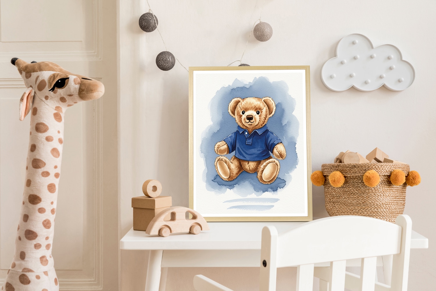 queence Bild mit Rahmen »Vintage Polo Teddy Bär in Poloshirt« Bär | Bären | Fashion | Figuren | Mode | Modebilder HD Premium Poster-Druck inkl. Echtholzrahmen in beige