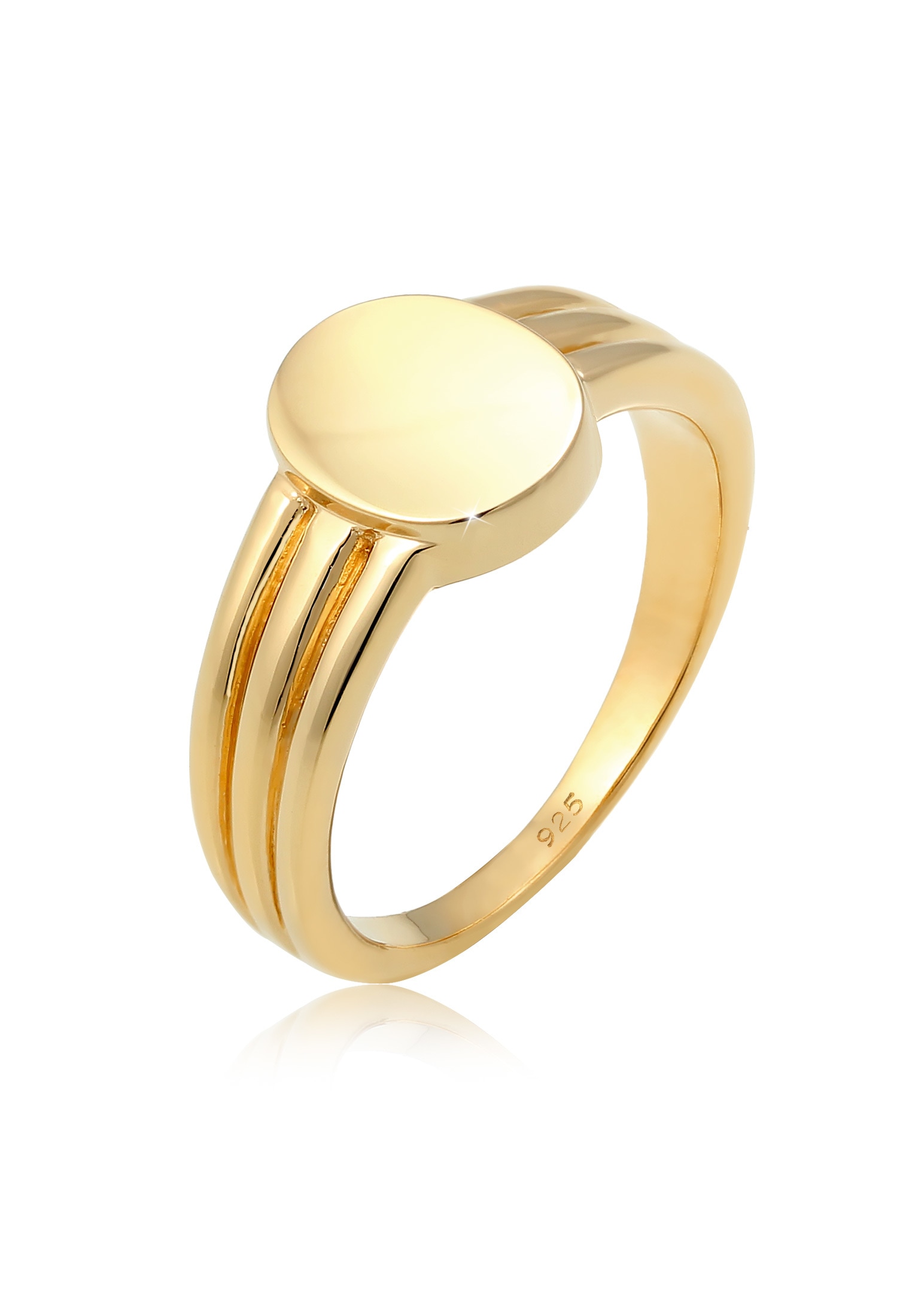 ELLI Basic Blogger Geo Signet Ring Gold Size 58