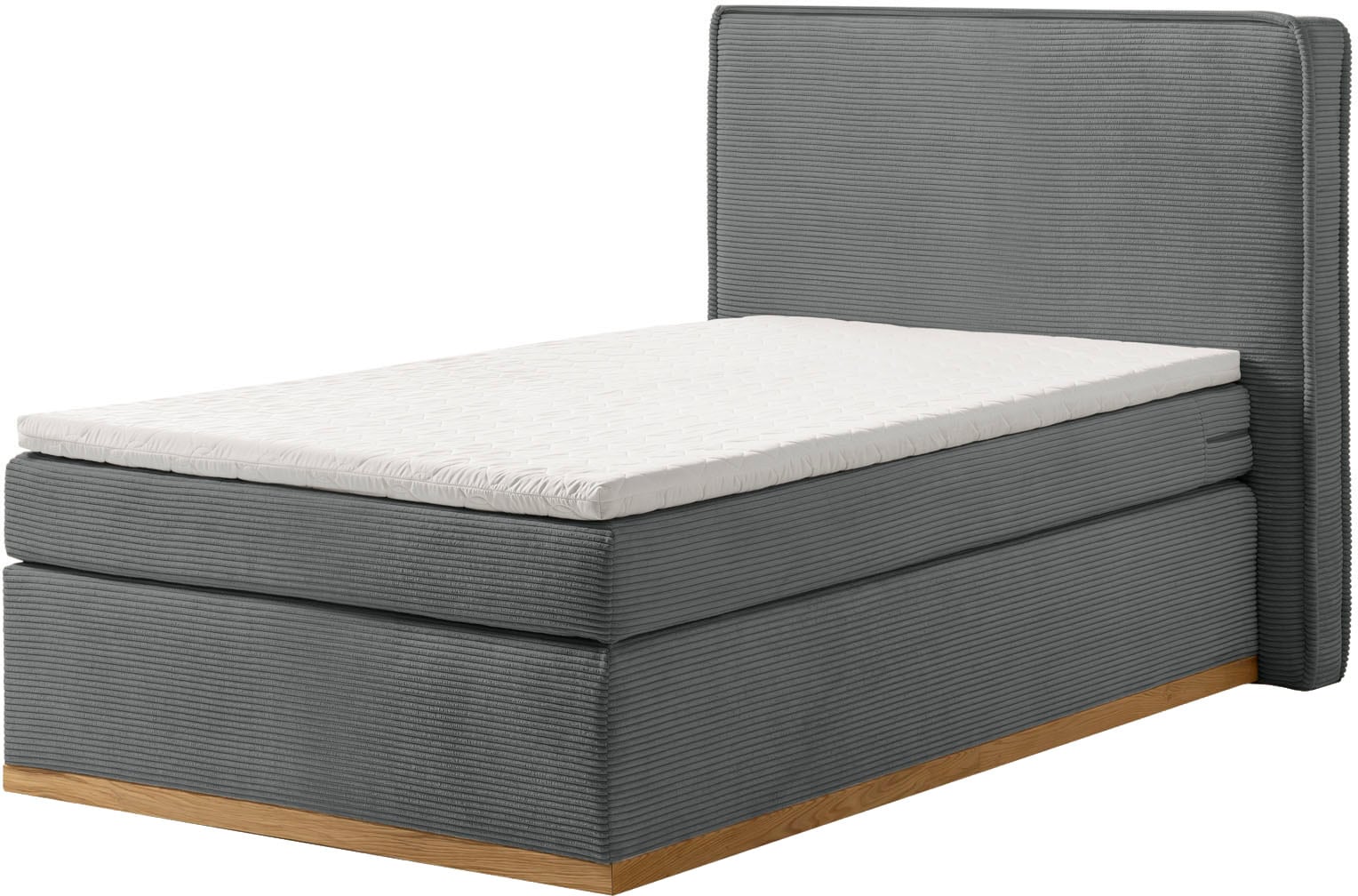 Home affaire Boxspringbett »SHERWOOD Hotelbett, Polsterbett«, Hochwertiger Cord,weiche Velours-Struktur, mit Topper, Eiche