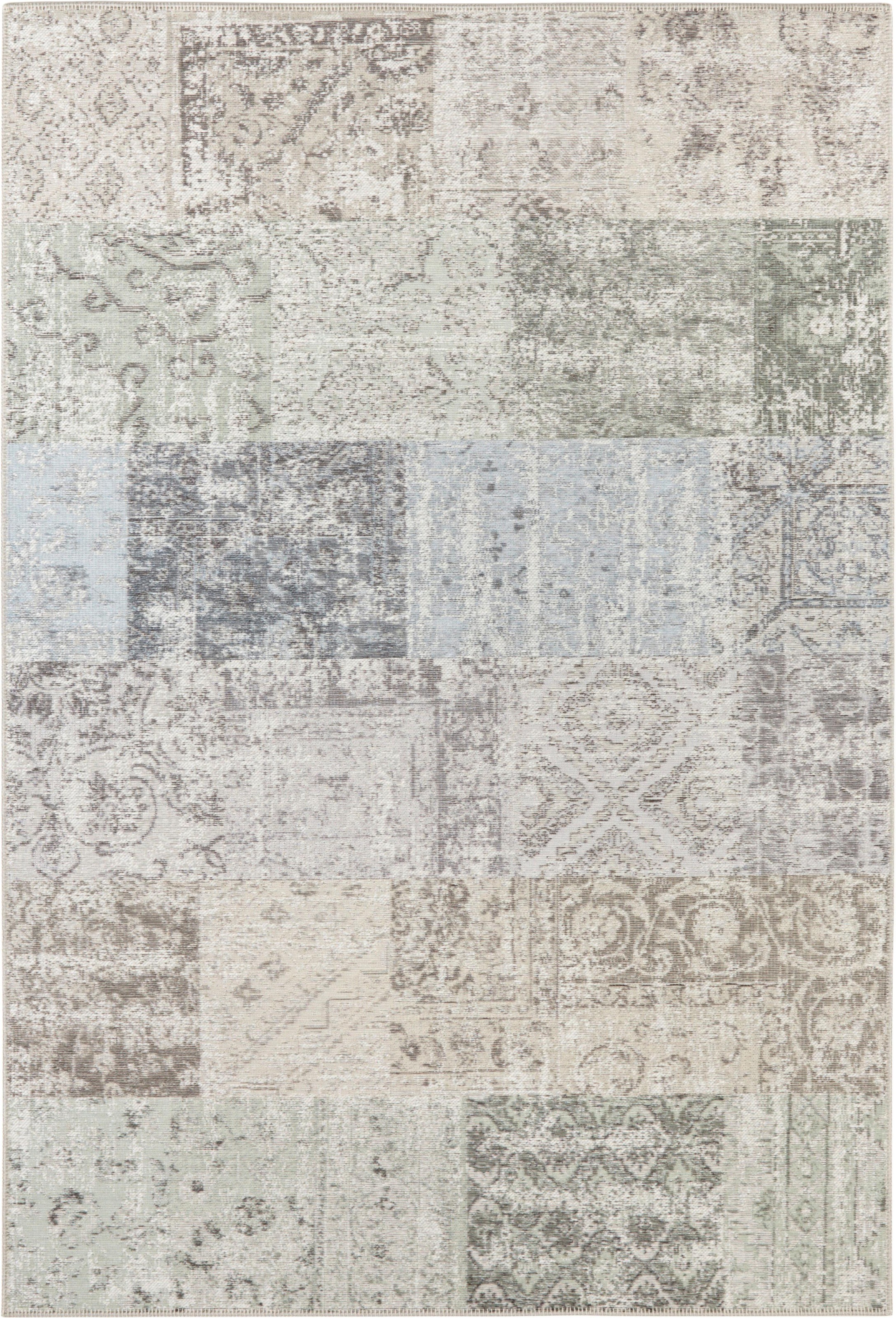 ELLE DECORATION Teppich »Toulon«, rechteckig, 4 mm Höhe, Flachgewebe, Patchwork Look, Hochwertiger Materialmix