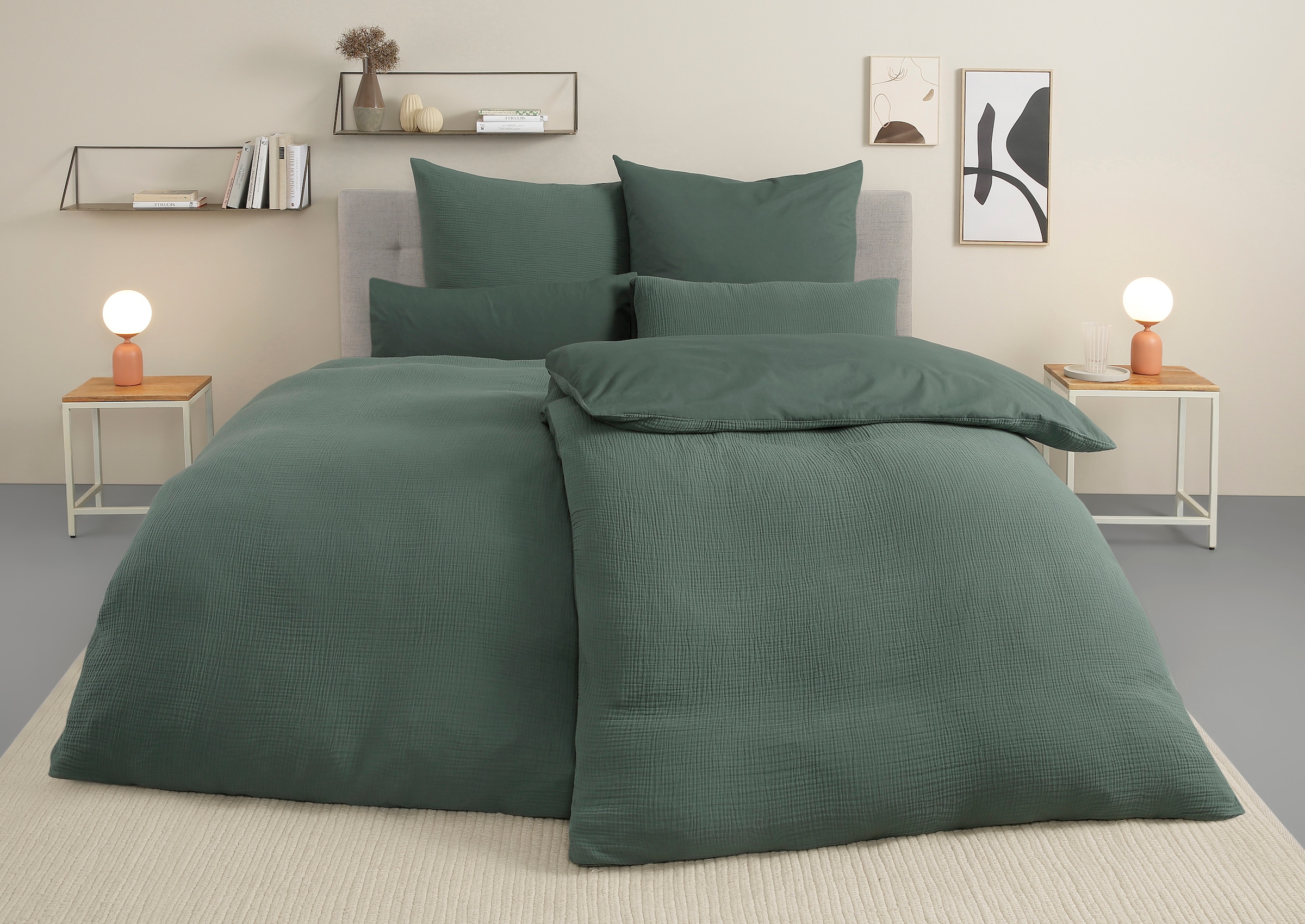 my home Wendebettwäsche »Sari3«, Bettwäsche aus 100% Baumwolle in weichem Musselin, Rückseite Renforcé