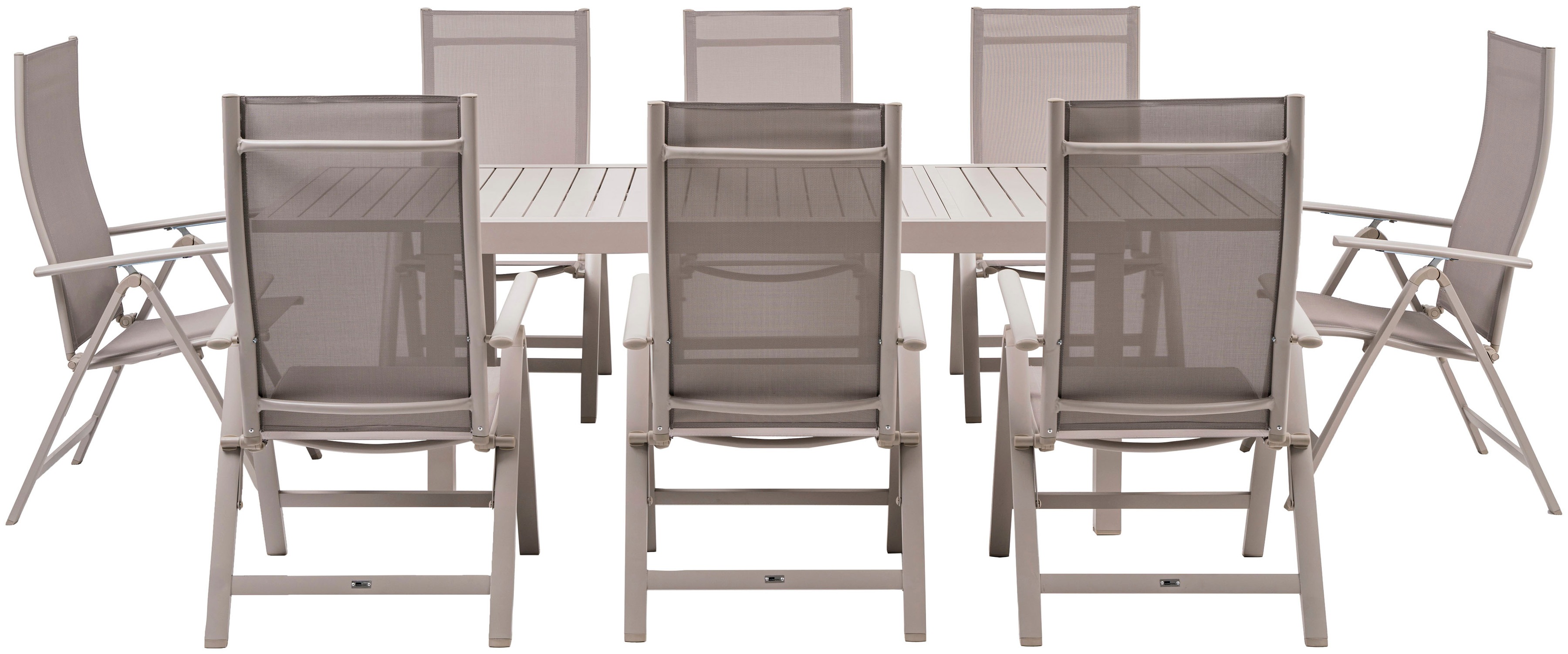 Thumbnail - KONIFERA Garten-Essgruppe "Palermo" Set, 8x Sessel, 1x AZ-Tisch 160-240x100 cm, Aluminium, Textilgewebe, 9 Stk. tlg. kla...