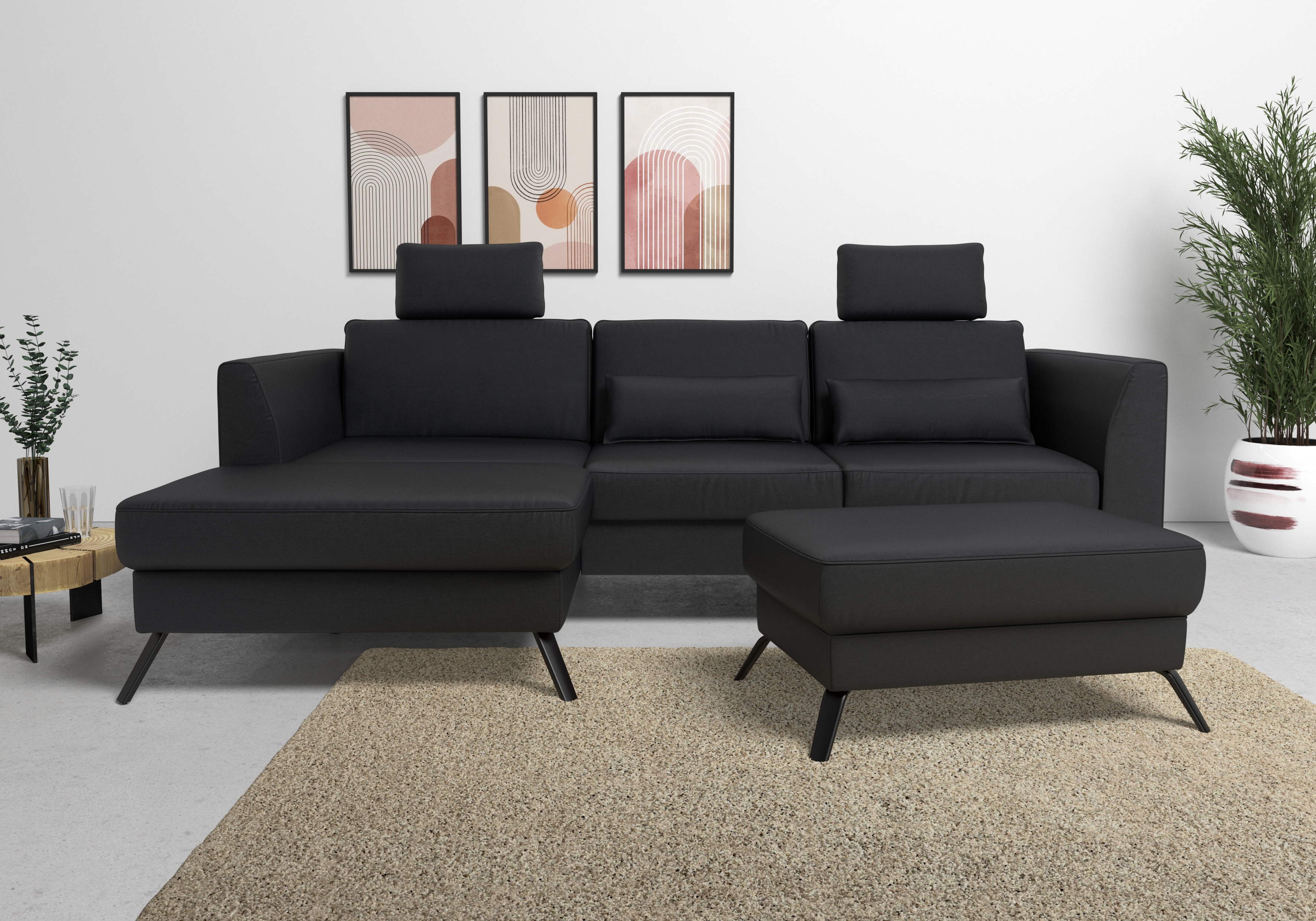 sit&more Ecksofa "Olsen L-Form" inklusive Sitztiefenverstellung, optional Schlaffunktion, 15cm hoch