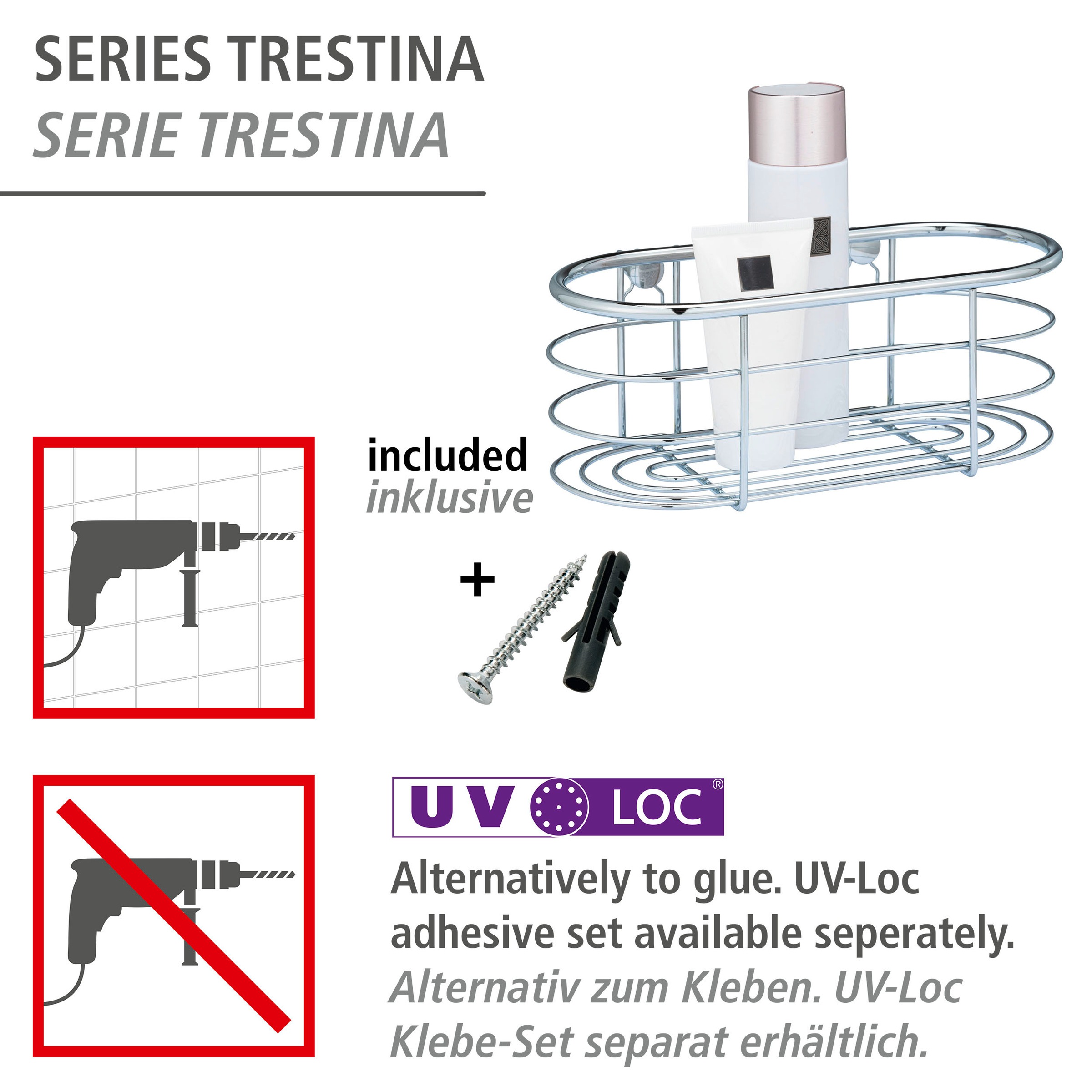 WENKO Badregal »Trestina«, zur Wandmontage, aus Edelstahl