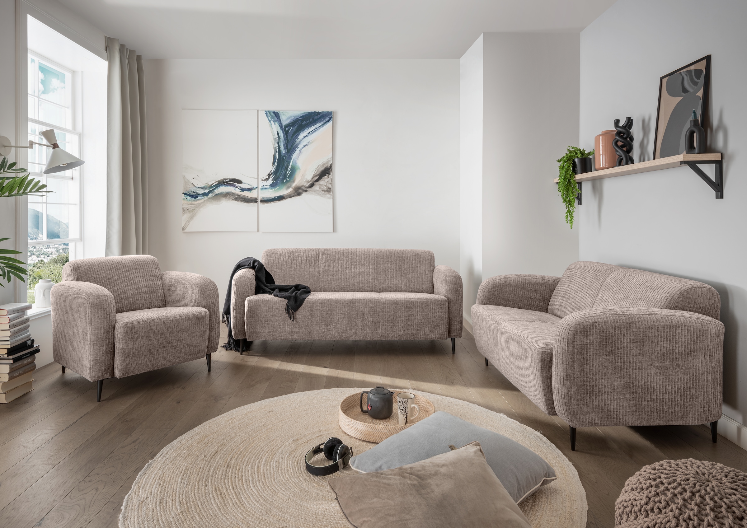 Home affaire Polstergarnitur "Marone" Set, 3-Sitzer, 2-Sitzer, Sessel, 3 St günstig online kaufen