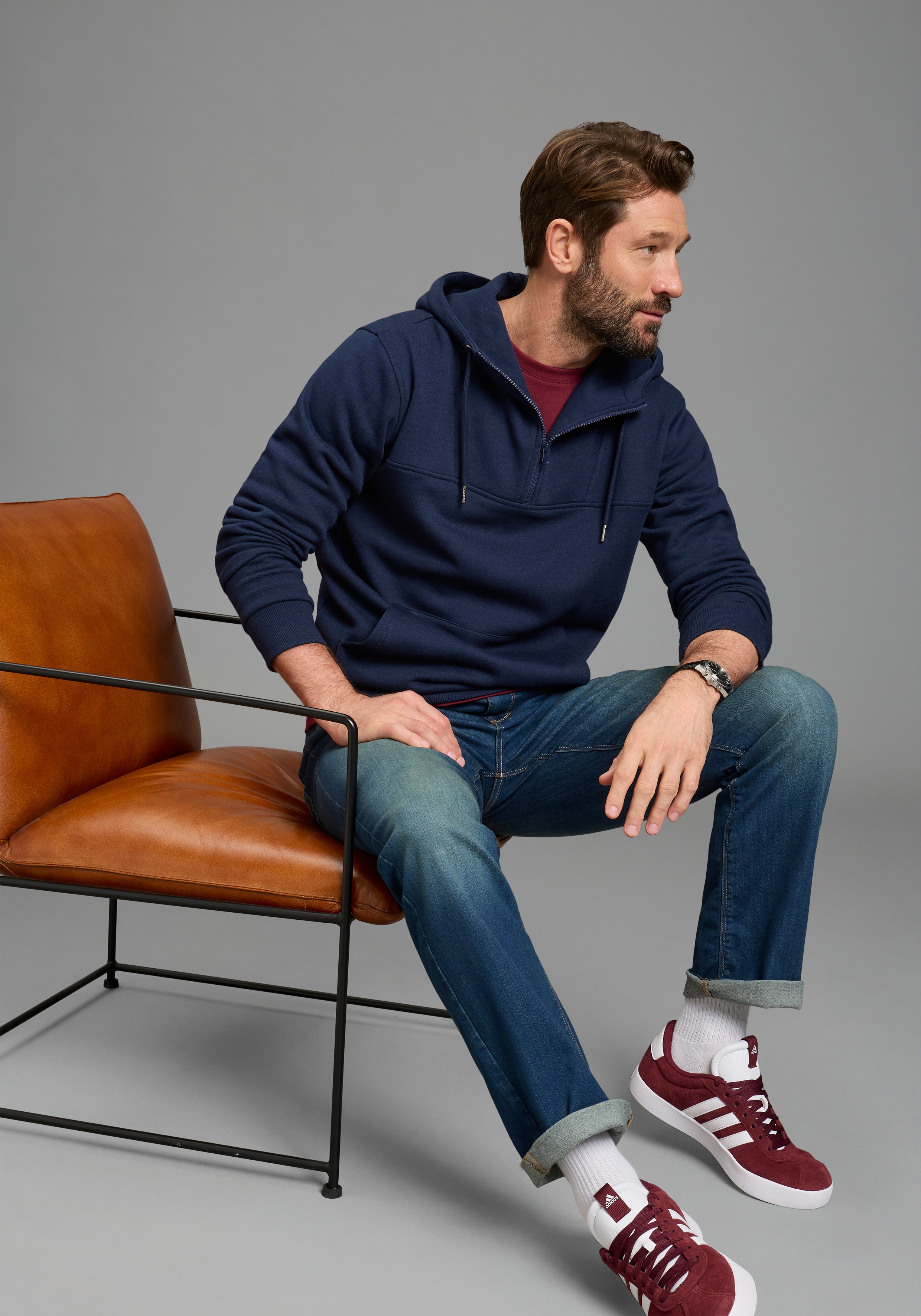 H.I.S Kapuzensweatshirt, mit Kapuze und Kordelzug, mit Reißverschluss, Regular Fit