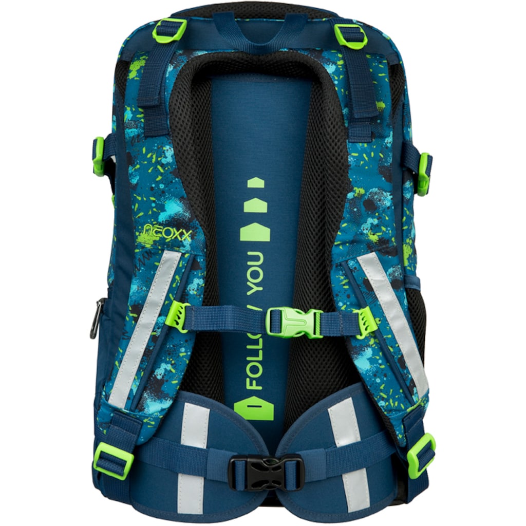 neoxx Schulrucksack »Active, Petrol Extreme«, reflektierende Details