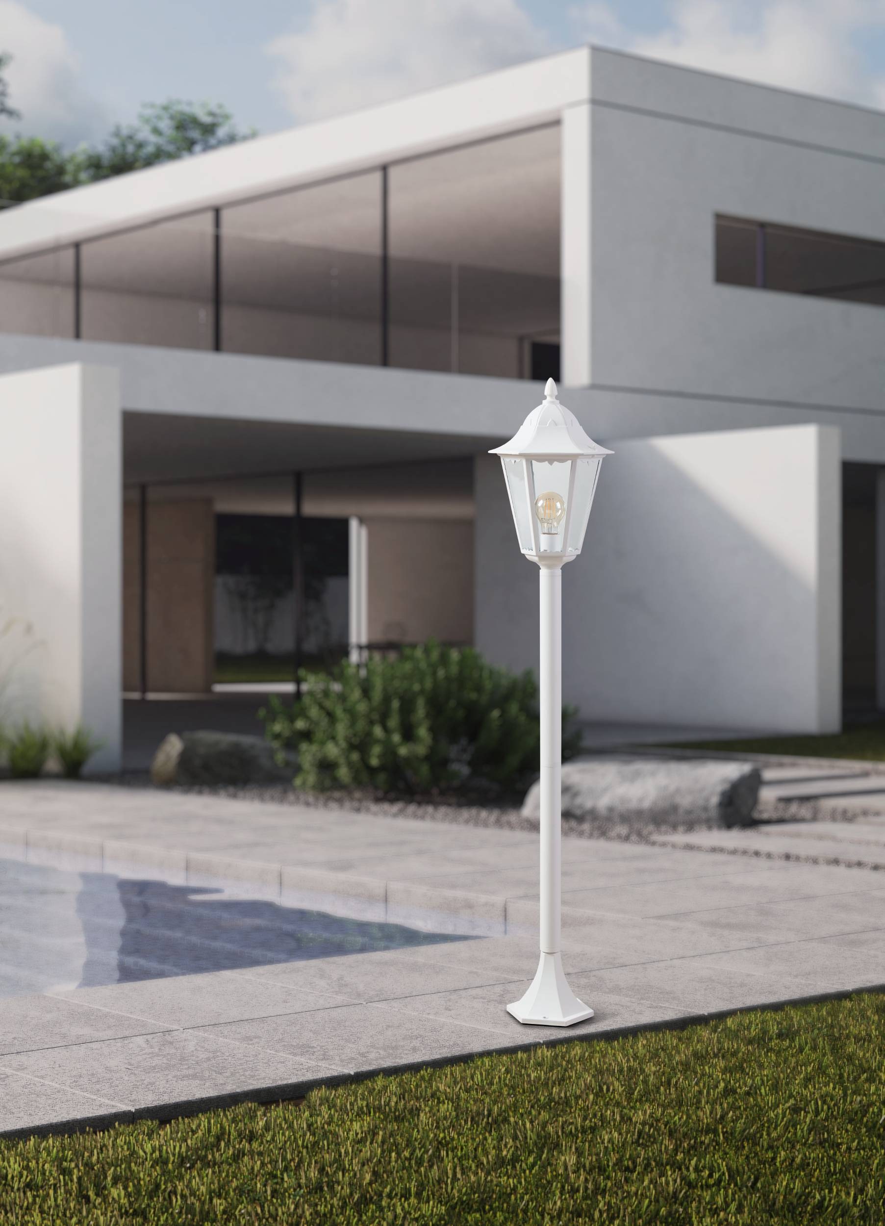 EGLO Stehlampe »Navedo Außen-Stehlmape, Außenlampe, Aluguss und Glas, E27, IP44, Lampe« E27 1 Stk. Stehleuchte - H120 x Ø23 cm - weiß - 1X60W exkl.