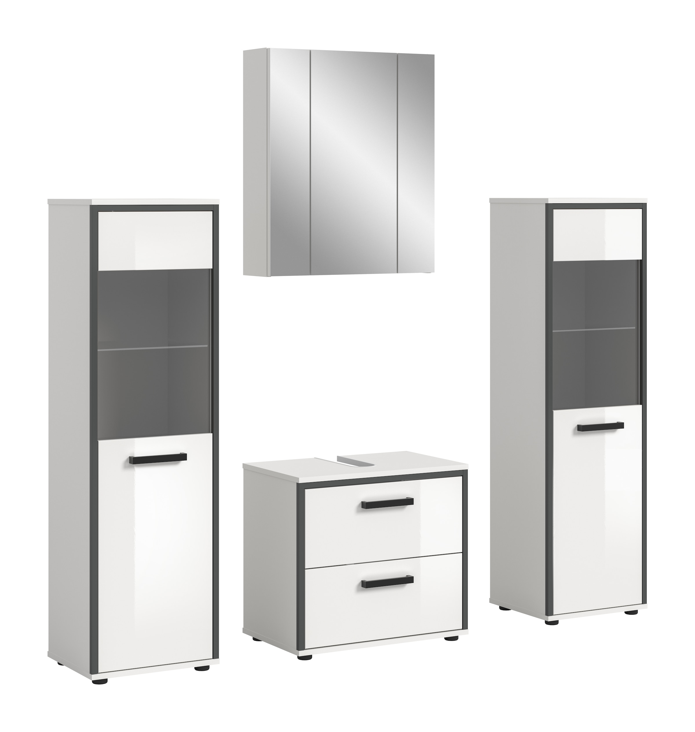 welltime Badmöbel-Set "KAJO, 4-tlg. Badkombination, weiß hochglanz" Set, Se günstig online kaufen