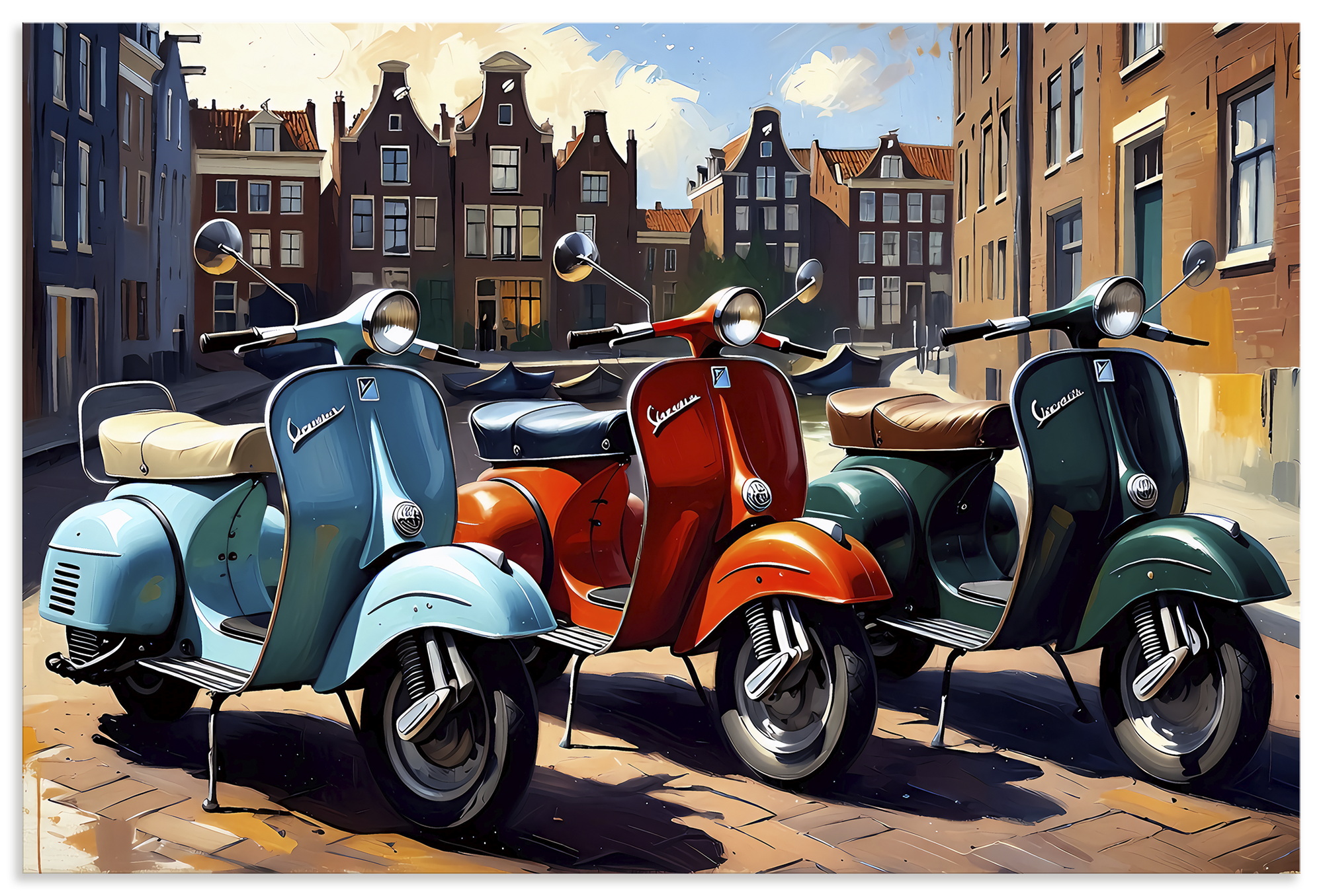 Artland Wandbild "Mit dem Motorroller nach Amsterdam" 1 Stk. tlg. als Alubild, Leinwandbild, Poster, Wandaufkleber in verschied. Größen