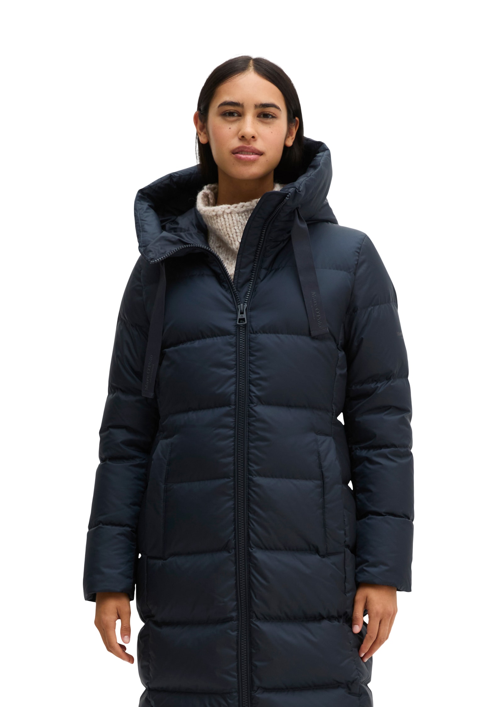 Marc OPolo Daunenmantel mit 2-Way-Zipper und großer Kapuze - aktuelle HW26-Kollektion