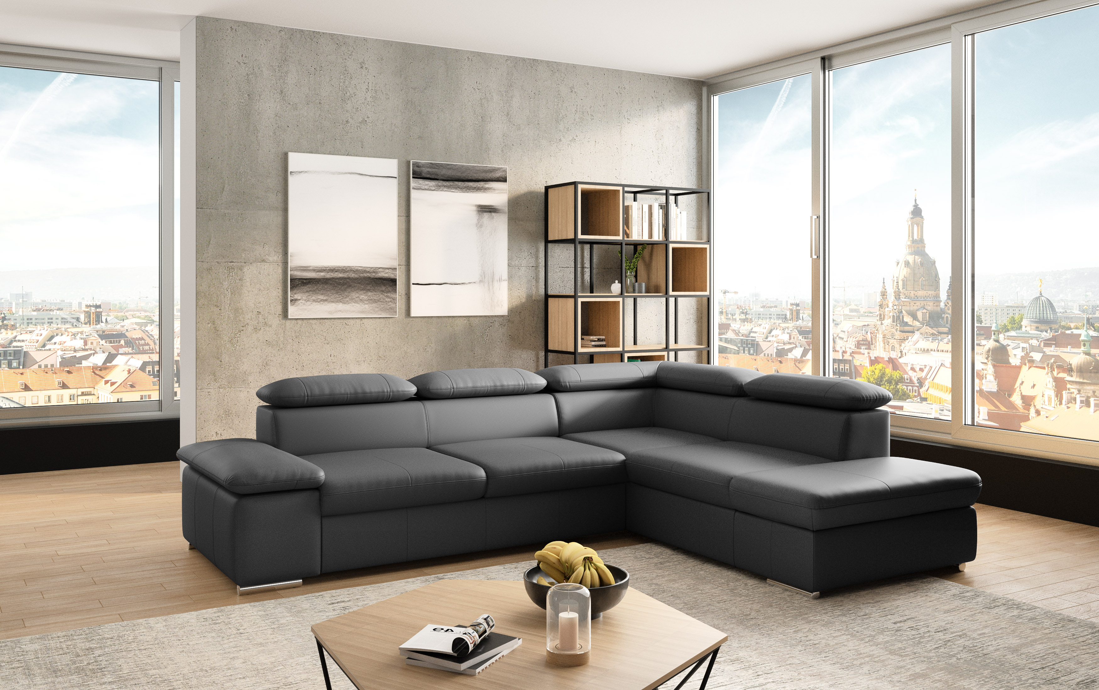 sit&more Ecksofa "Valantine L-Form, B: 272 cm, Leder, mit Arm- und Kopfteilverstellung" optional Schlaffunktion, Komfortsofa, modern