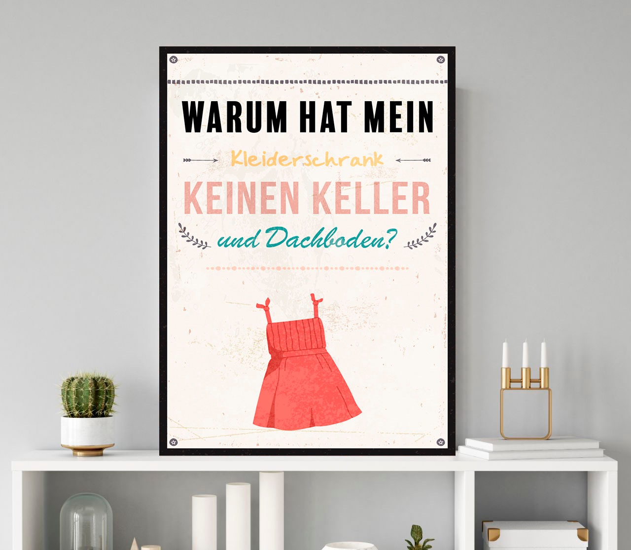 queence Metallbild "Kleiderschrank" Schriftzug Schriftzüge 1 Stk. tlg. Stahlschilder