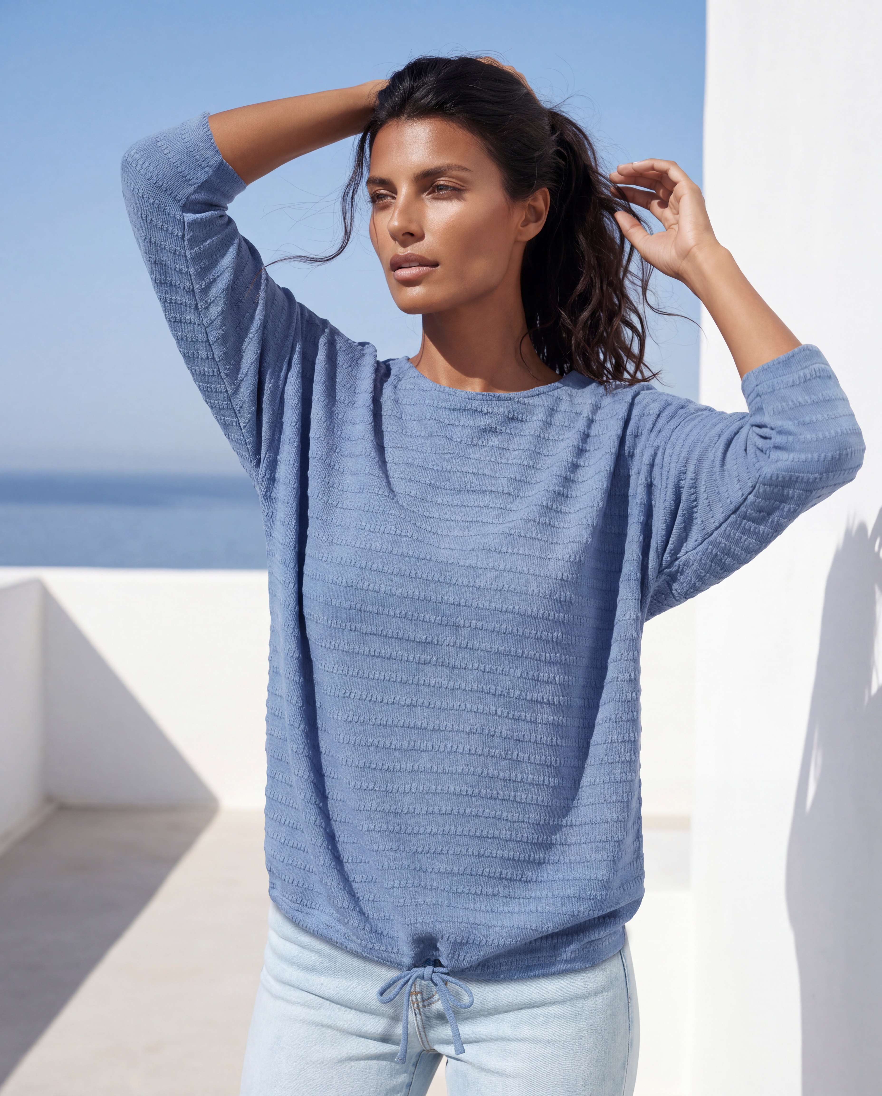 Vivance Langarmshirt "mit Streifenstruktur" mit leichter Transparenz
