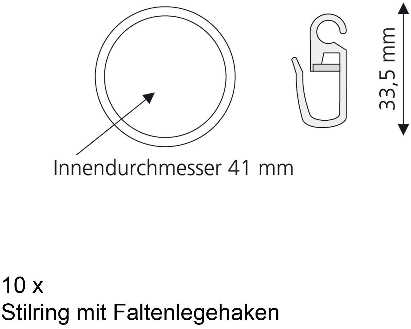 Liedeco Gardinenring, (Packung, 10 St., mit Faltenlegehaken), für  Gardinenstangen Ø 28 mm auf Rechnung | BAUR