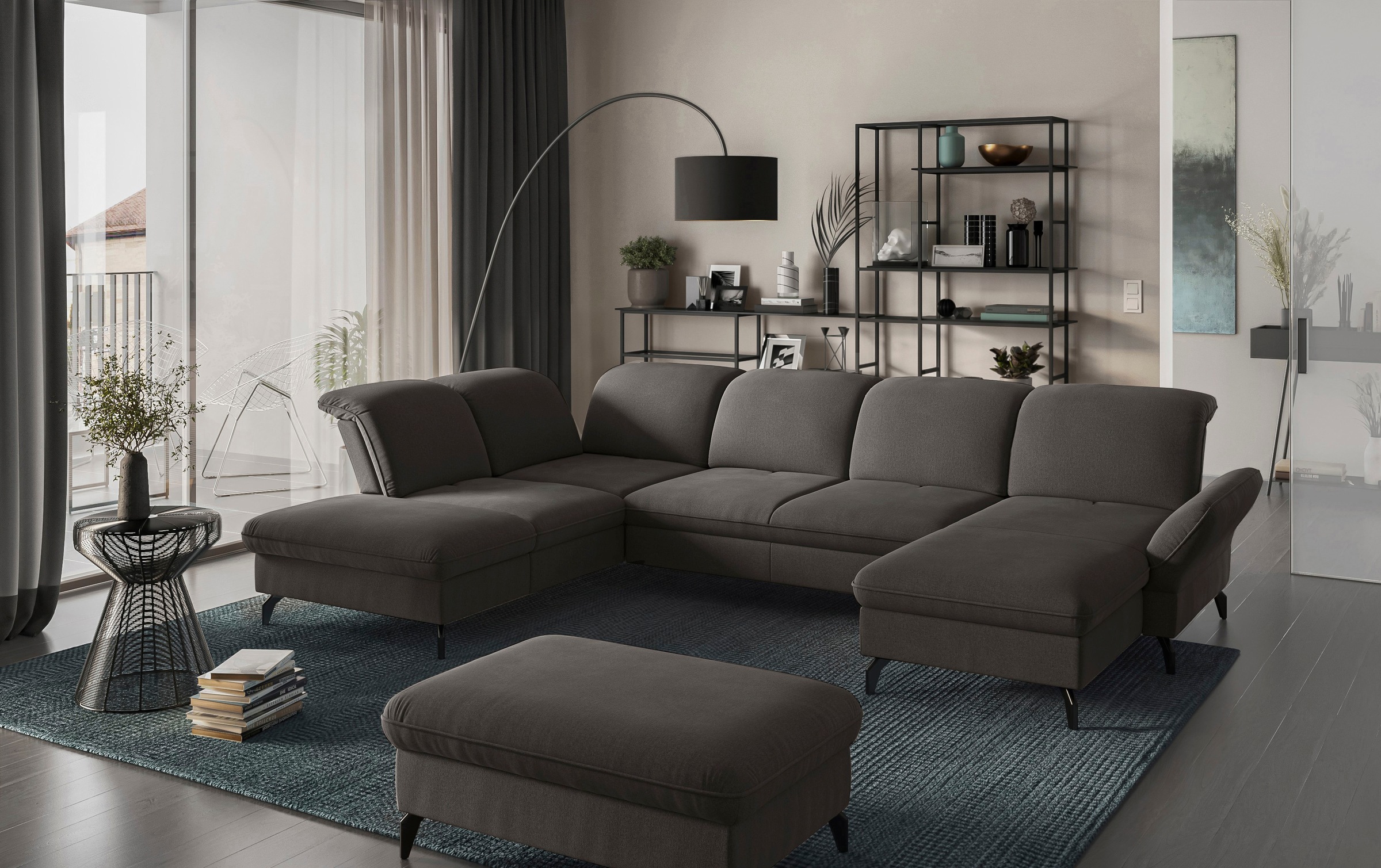 sit&more Wohnlandschaft »Leandro U-Form«, Wahlweise mit Bett-, Kopfteil - und Armlehnfunktion, sowie Bettkasten