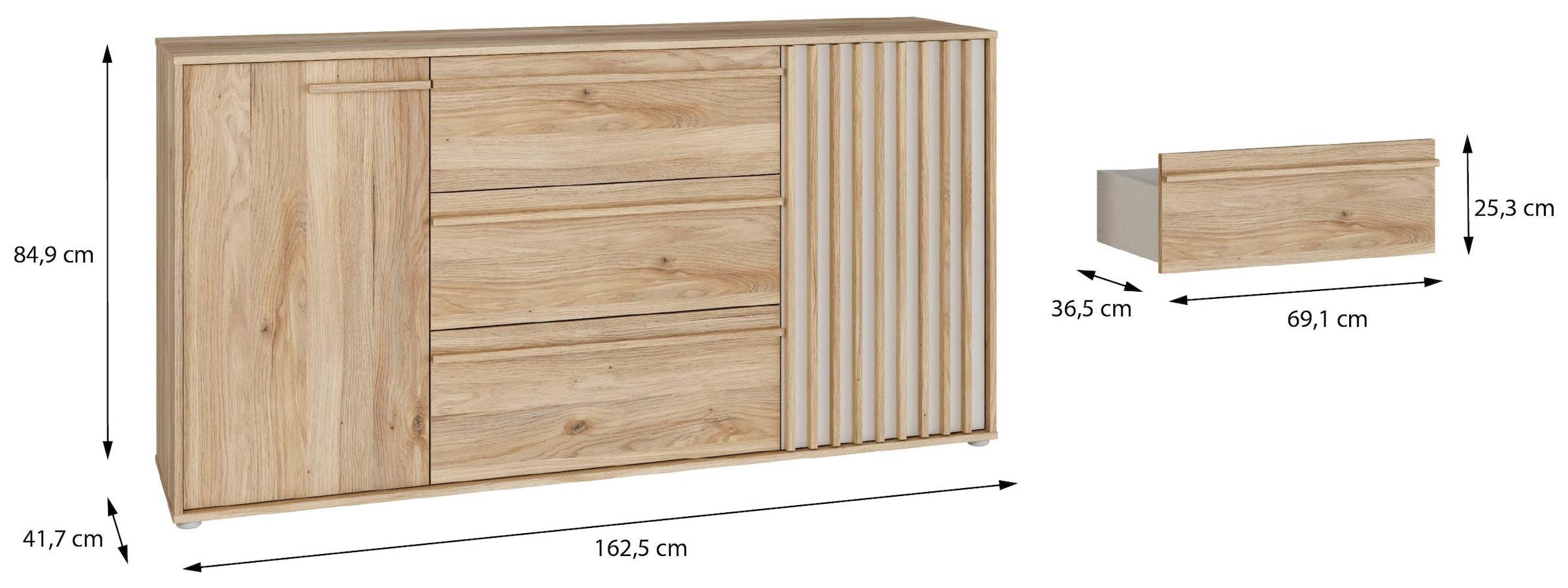 FORTE Sideboard »Forte Arank Sideboard 162, Vollauszug, Soft Close«