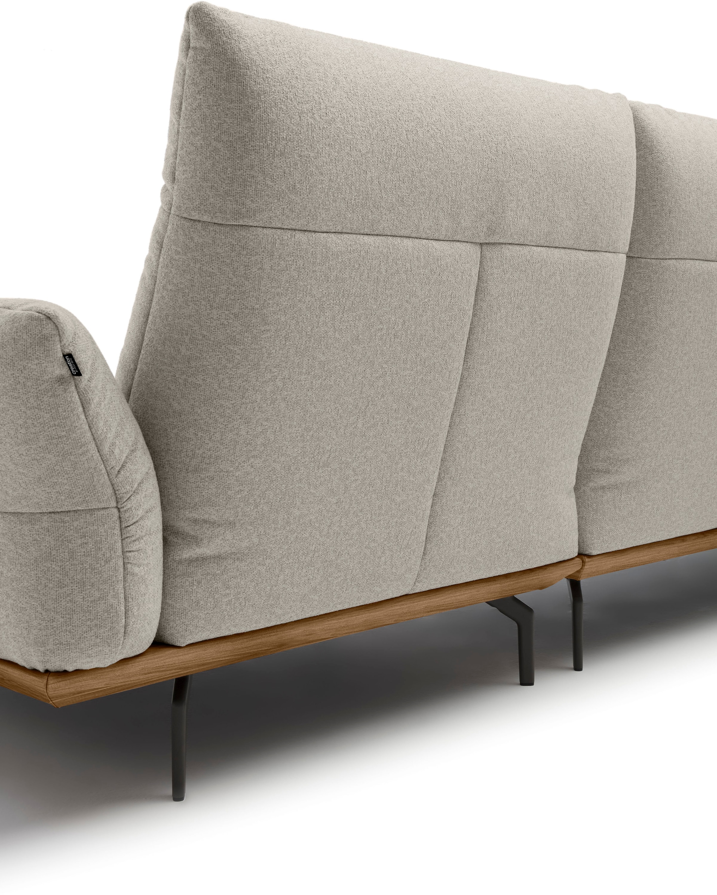 Creation BY ROLF BENZ Ecksofa »CR.460«, Sockel in Nussbaum, Winkelfüße in Umbragrau, Breite 338 cm
